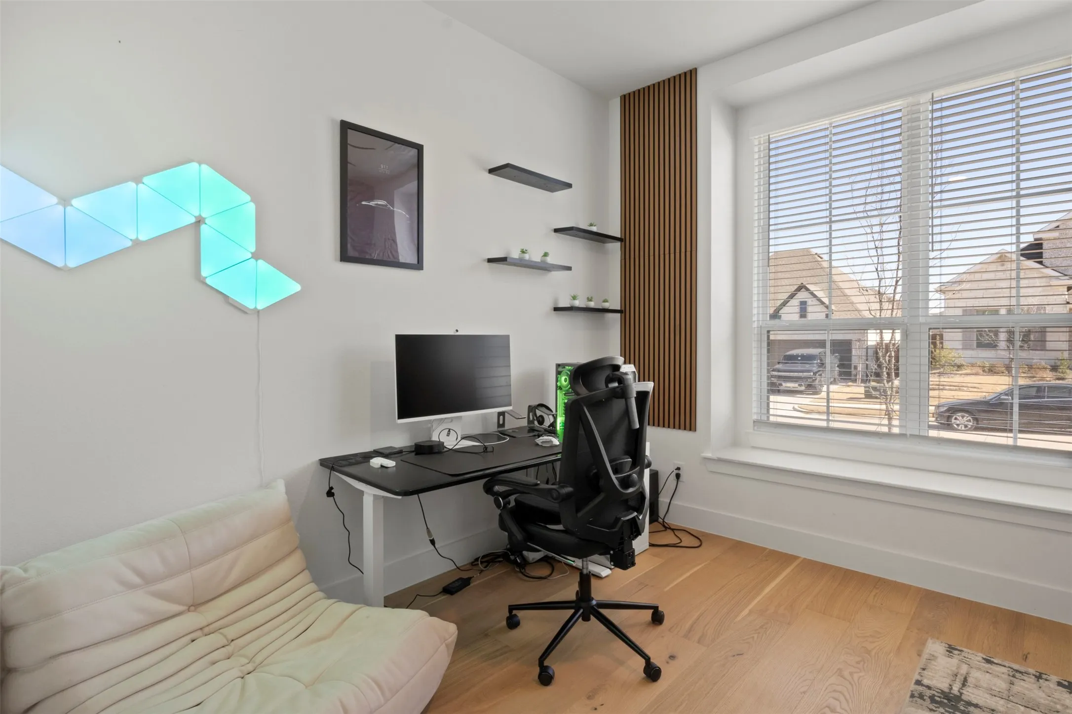 Front Bedroom with walk in closet being utilized as an office