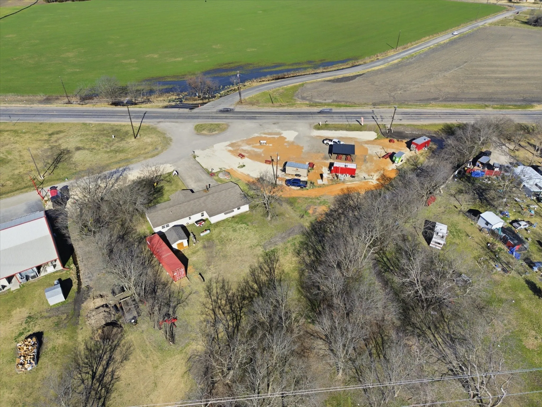 Aerial view from the back of the property.