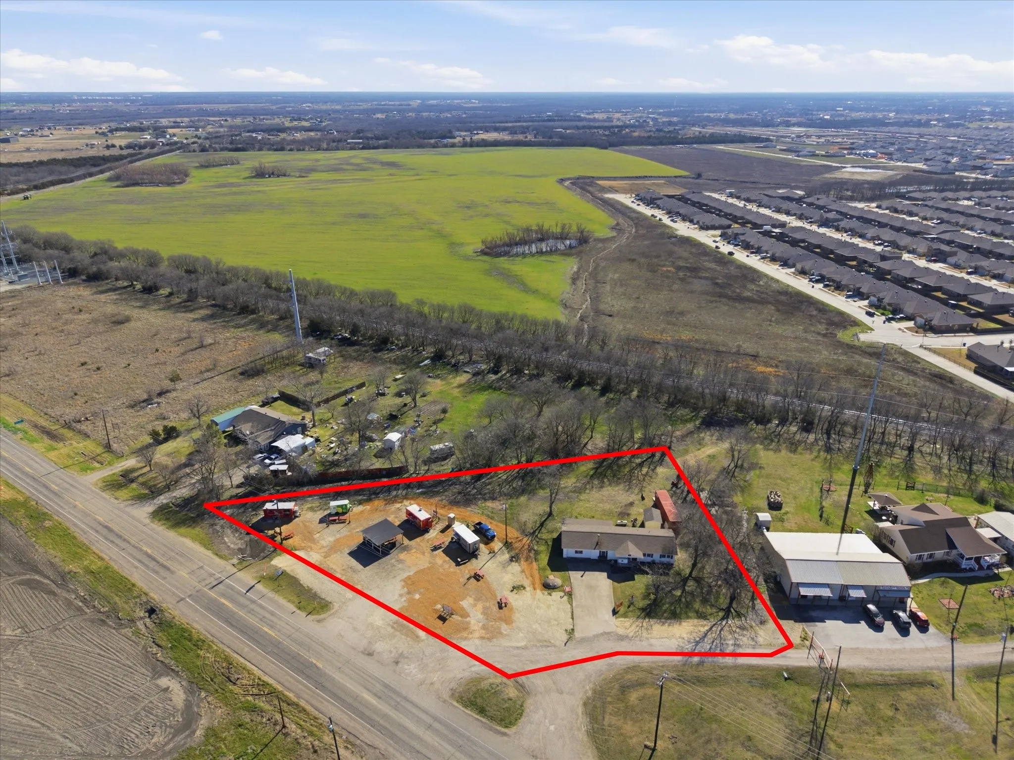 Aerial view of the property.