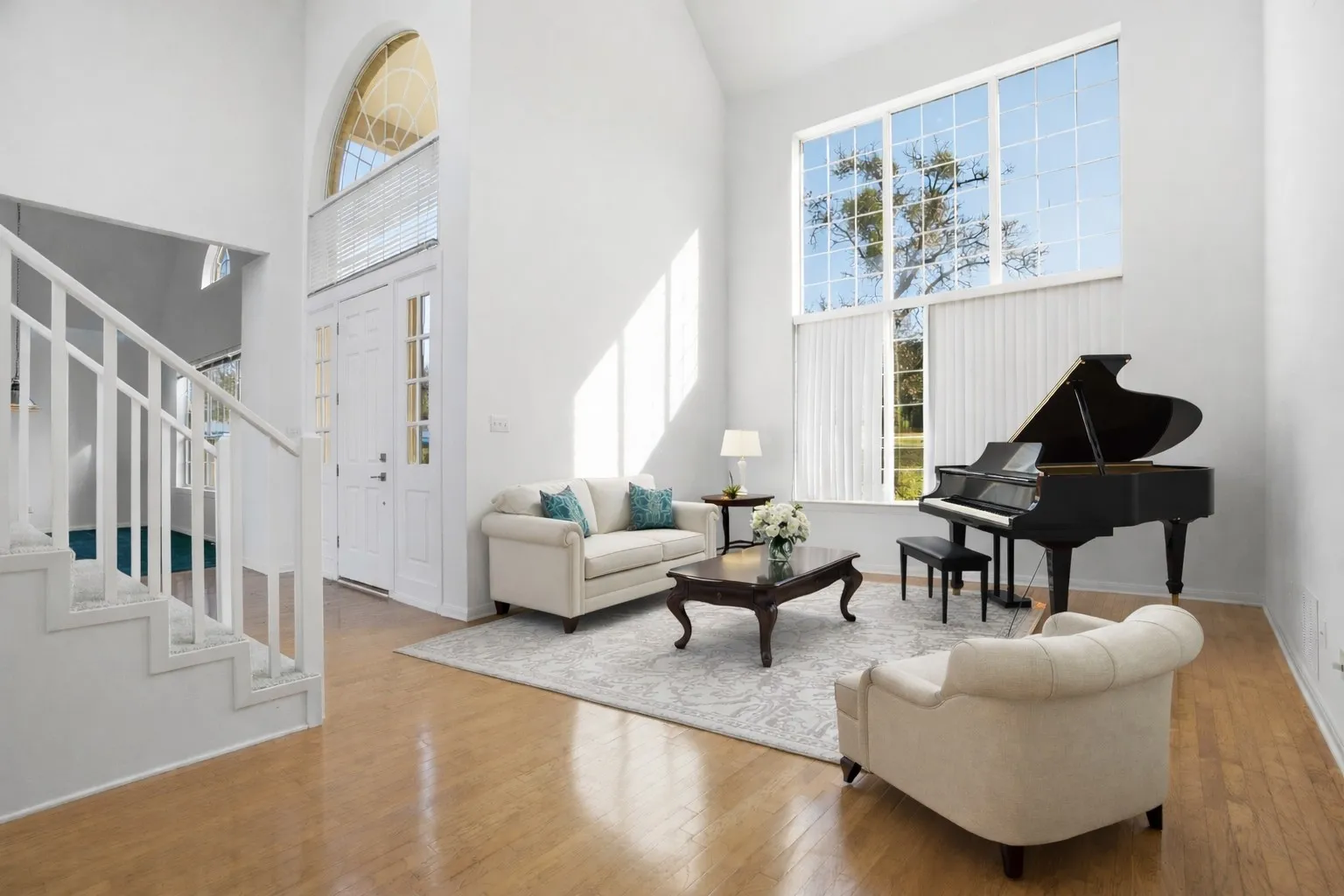 Formal living. Virtually staged