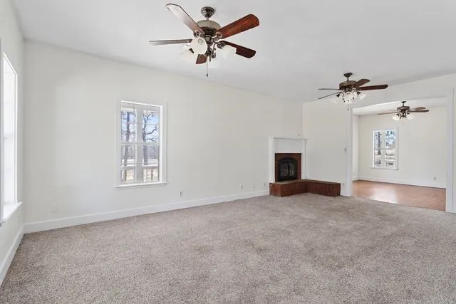 Living area with fireplace