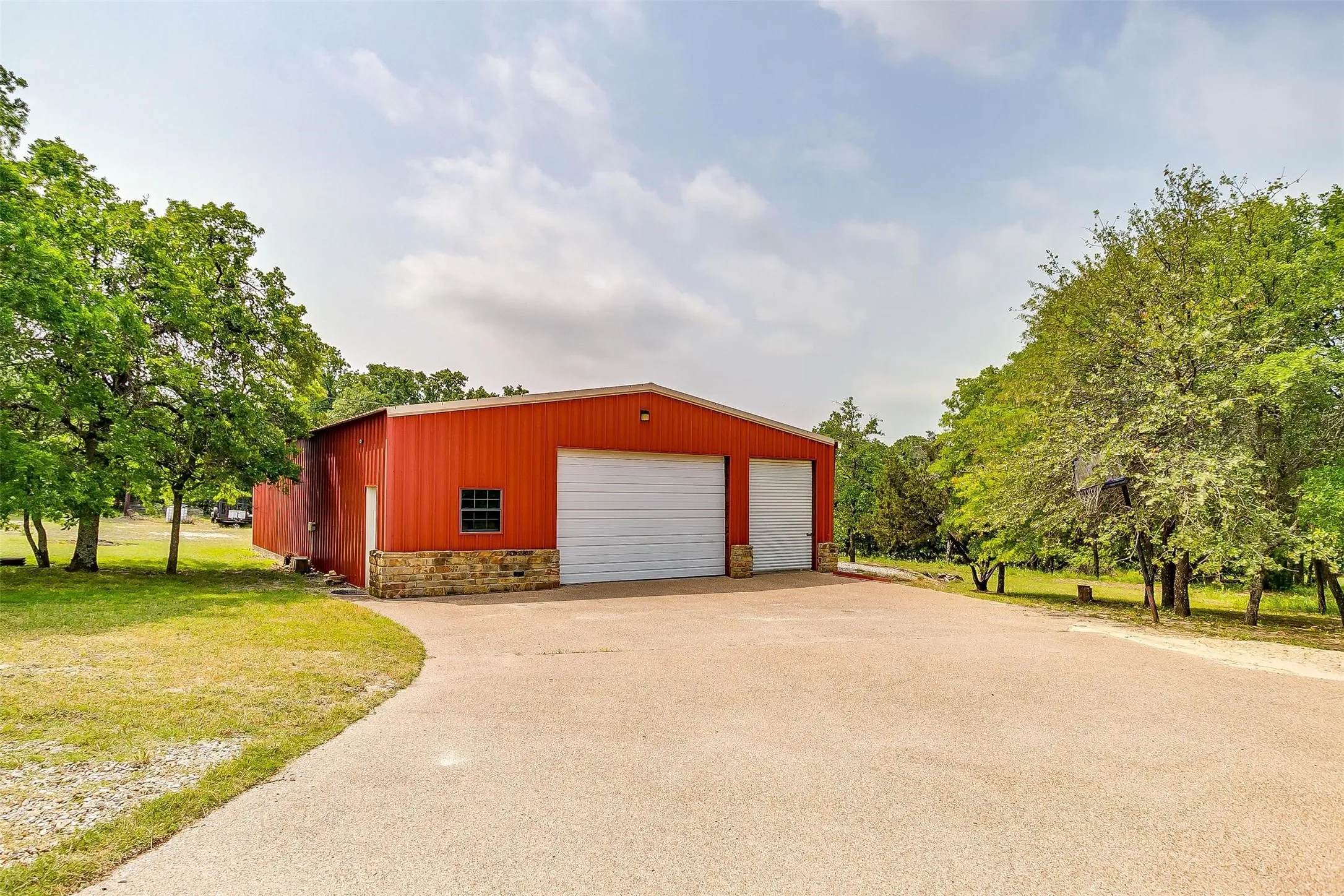 View of detached garage