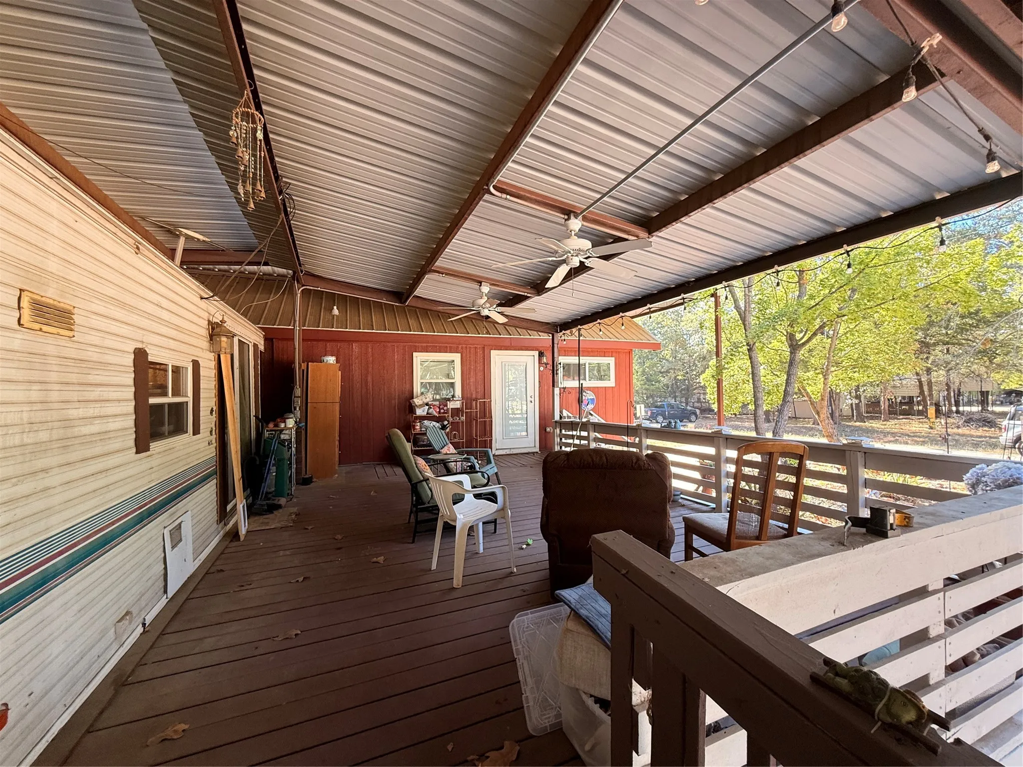 Deck adjoining RV and park model