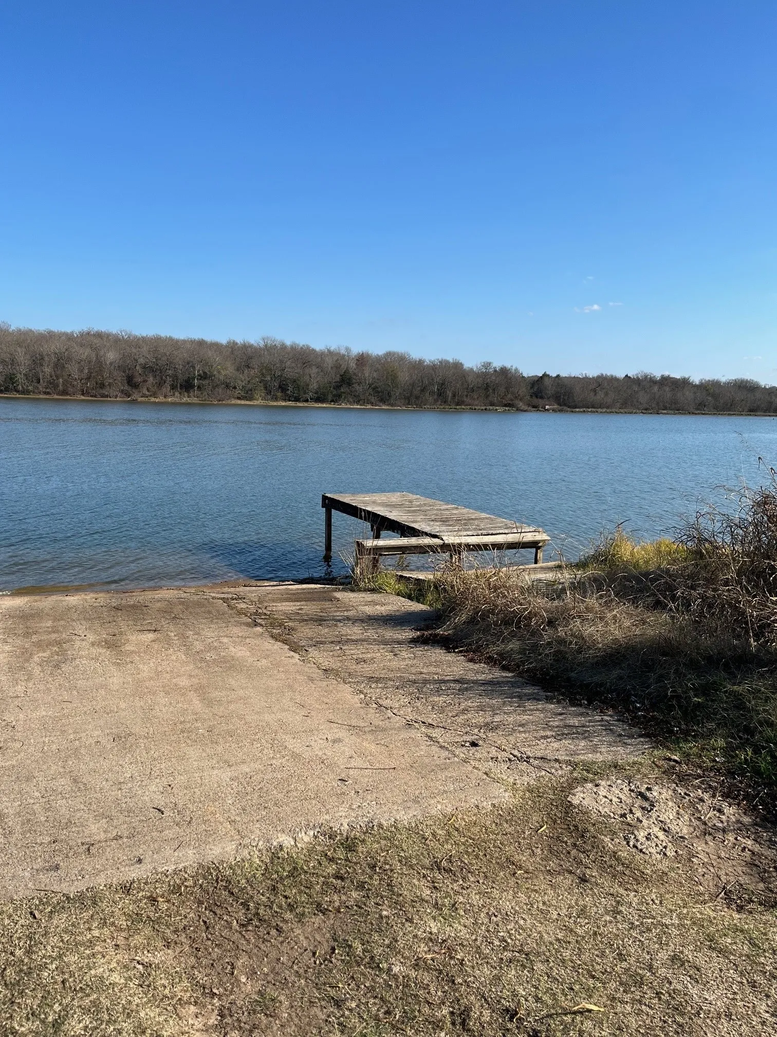 Dock area with a water view & concrete boat ramp