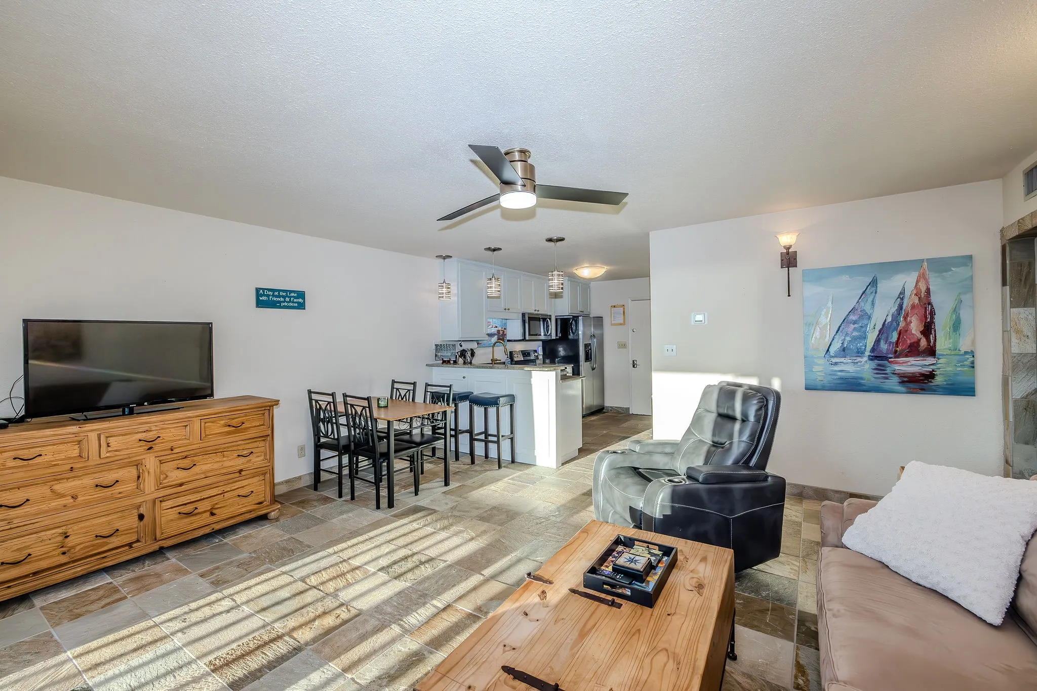Envision a cozy meal for your family in the comfortable dining area.