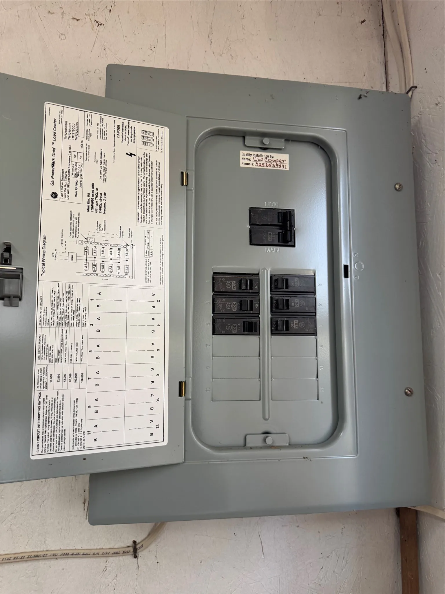 Separate breaker box for shop