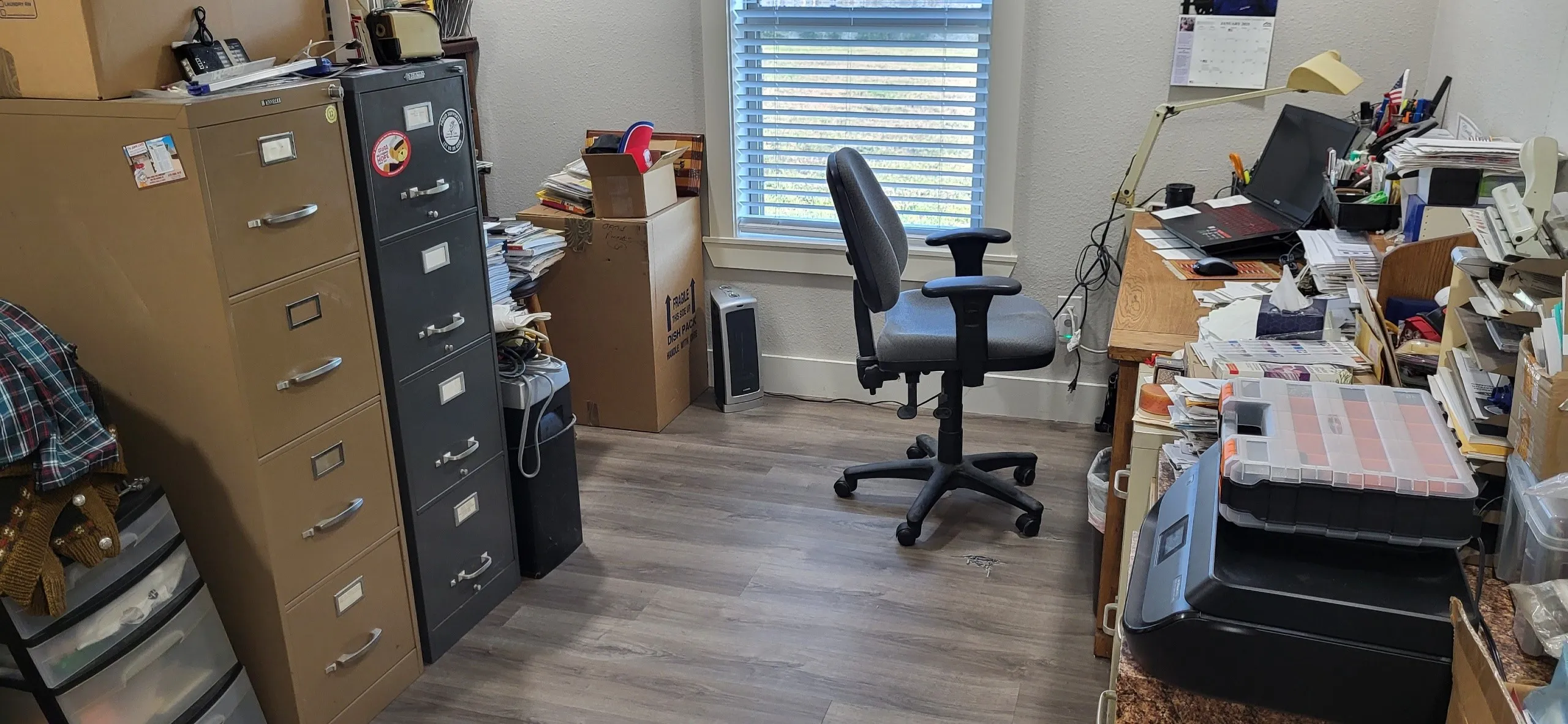 Office featuring hardwood / wood-style floors