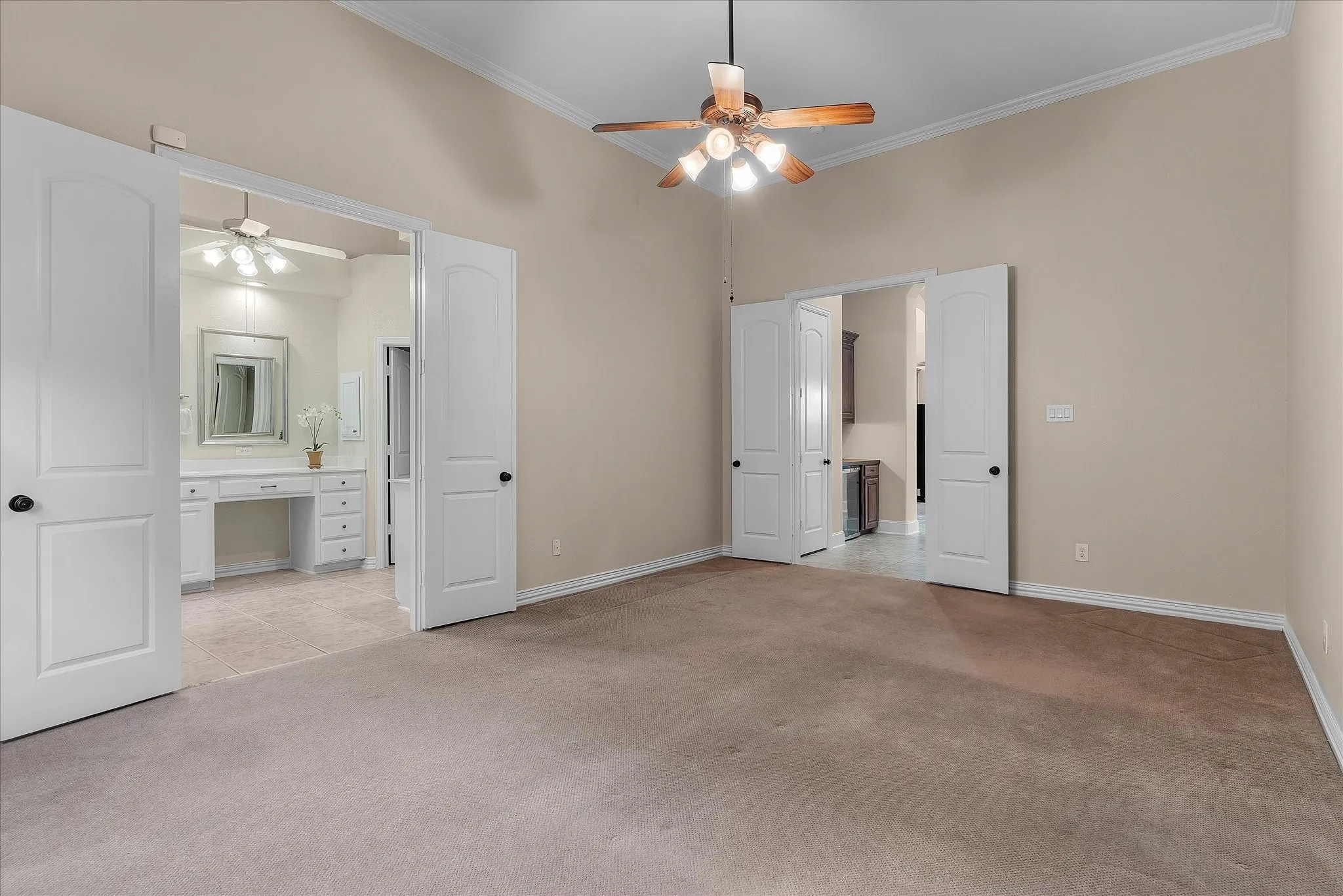 Primary Bedroom view toward Bathroom and entrance hallway
