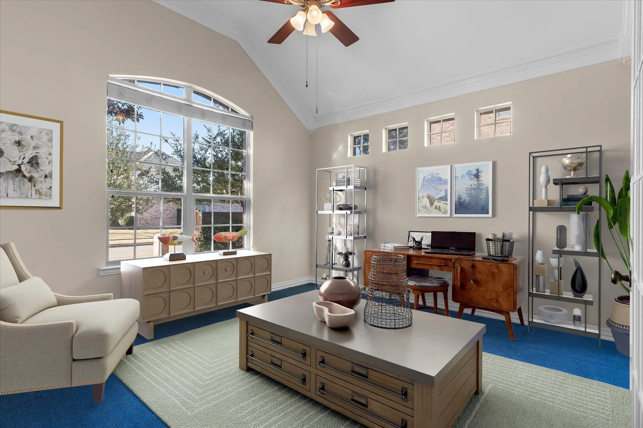 Home Office or use as Craft or Playroom with French Doors for privacy - Virtually Staged