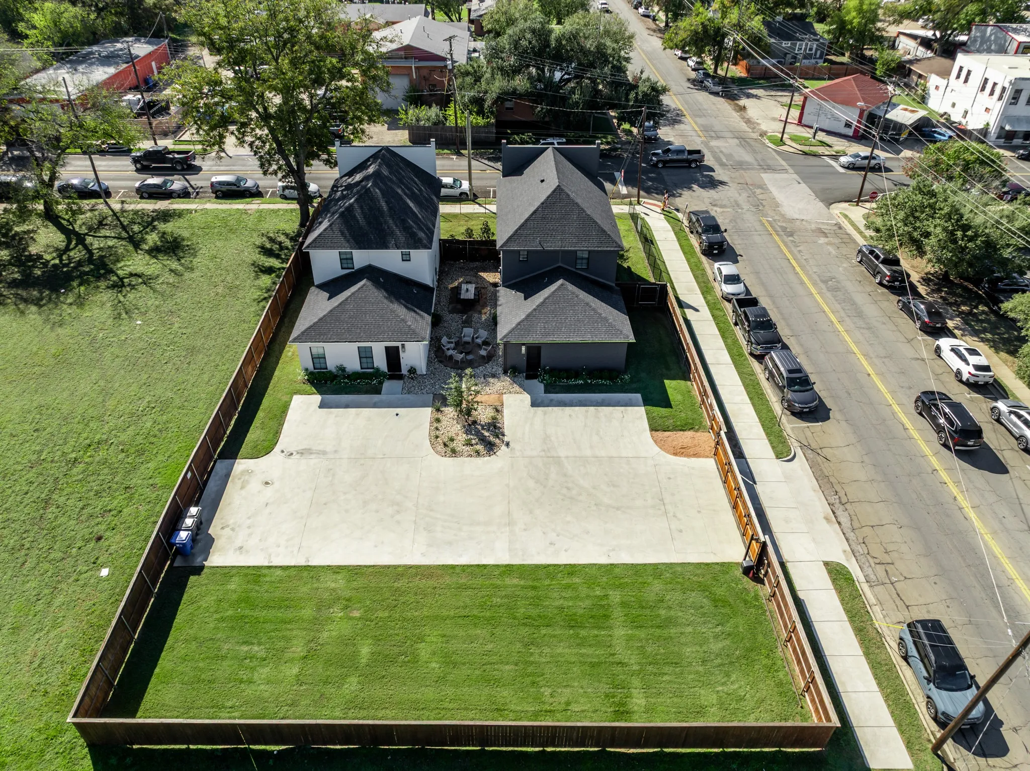 Aerial perspective of suburban area