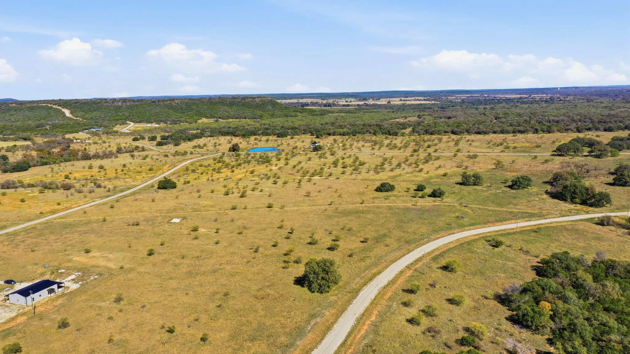 Aerial view of sparsely populated area