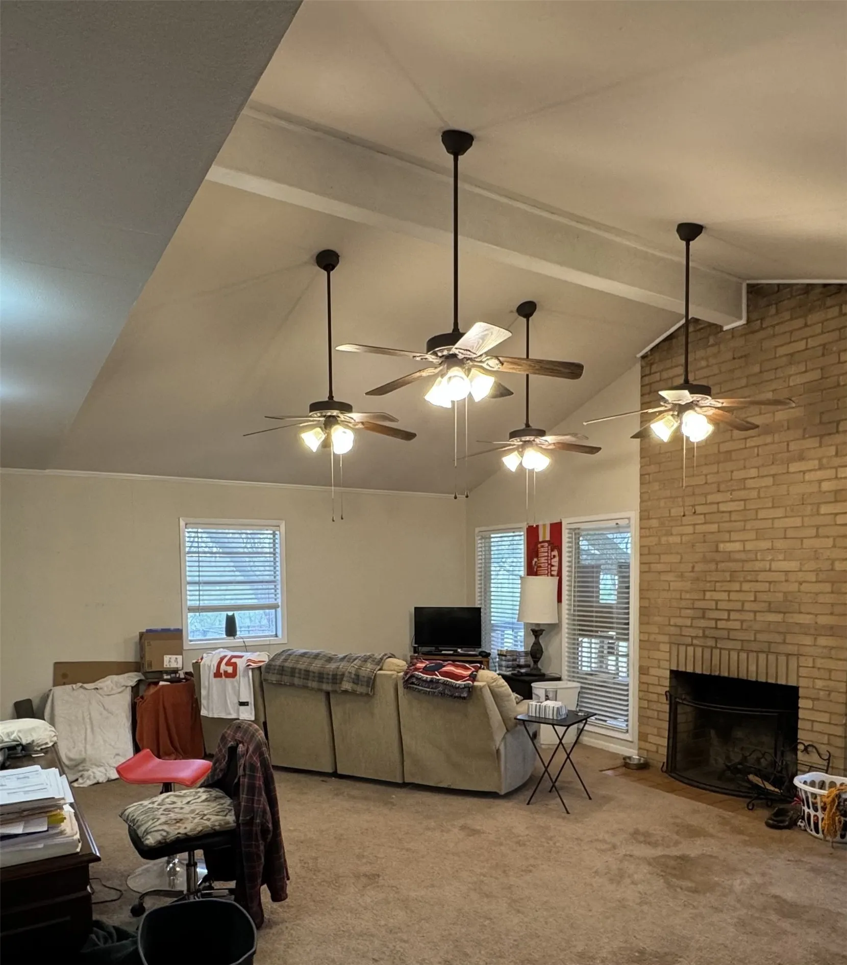Fireplace goes to ceiling