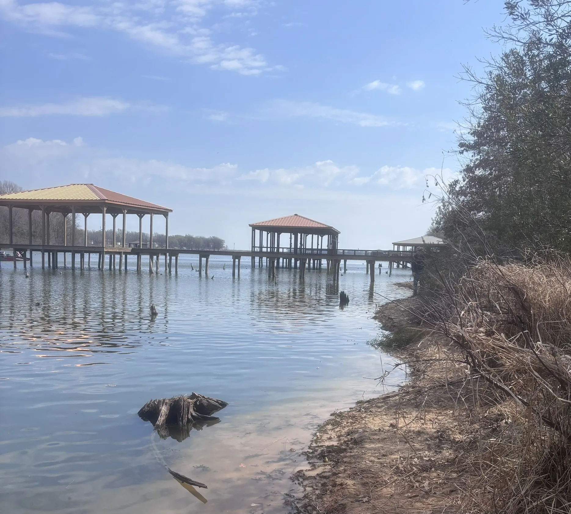 Shoreline looking toward neighbors Boathouses