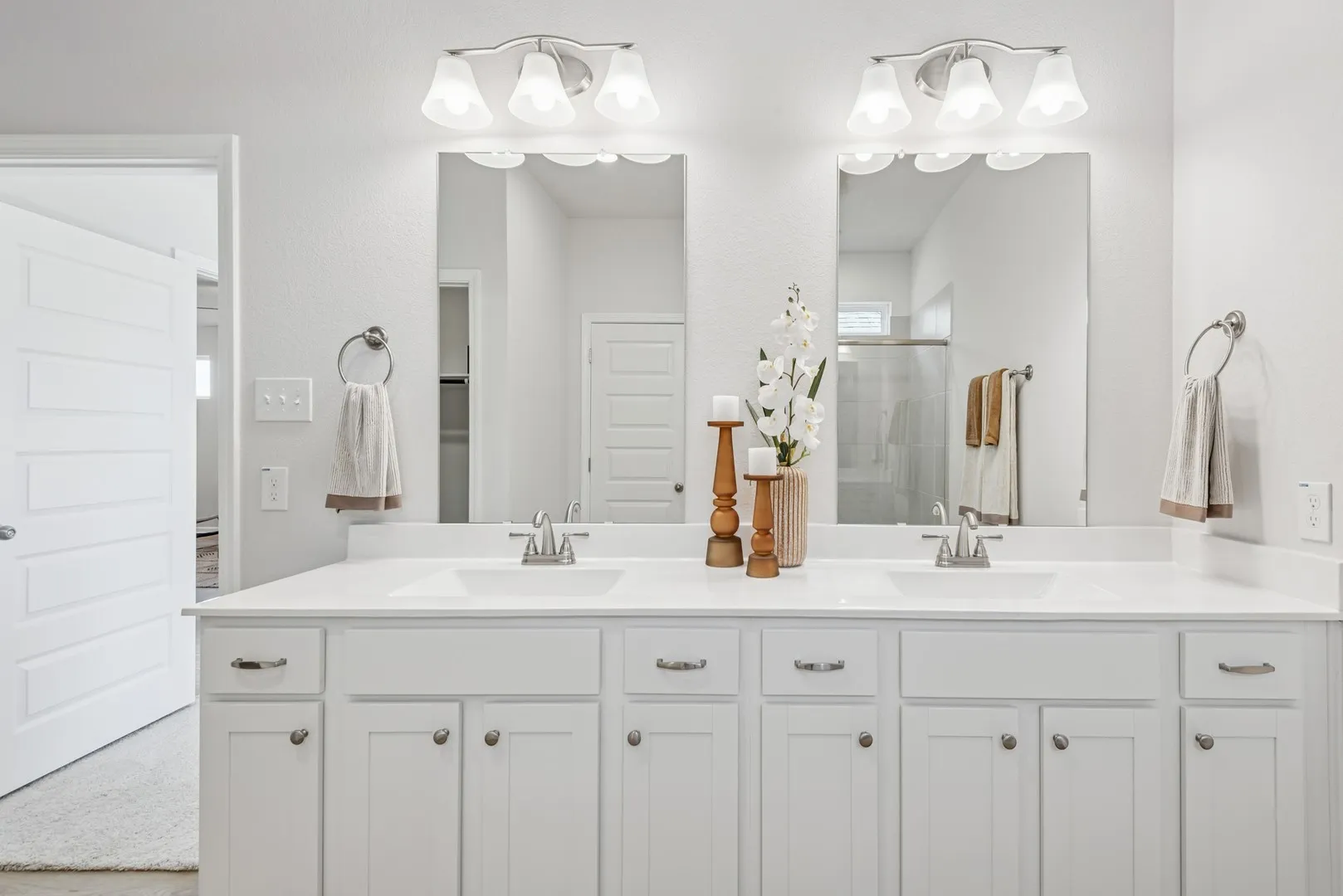 The Kettering II- Primary Bathroom with Dual Vanities and Large Walk-In Shower