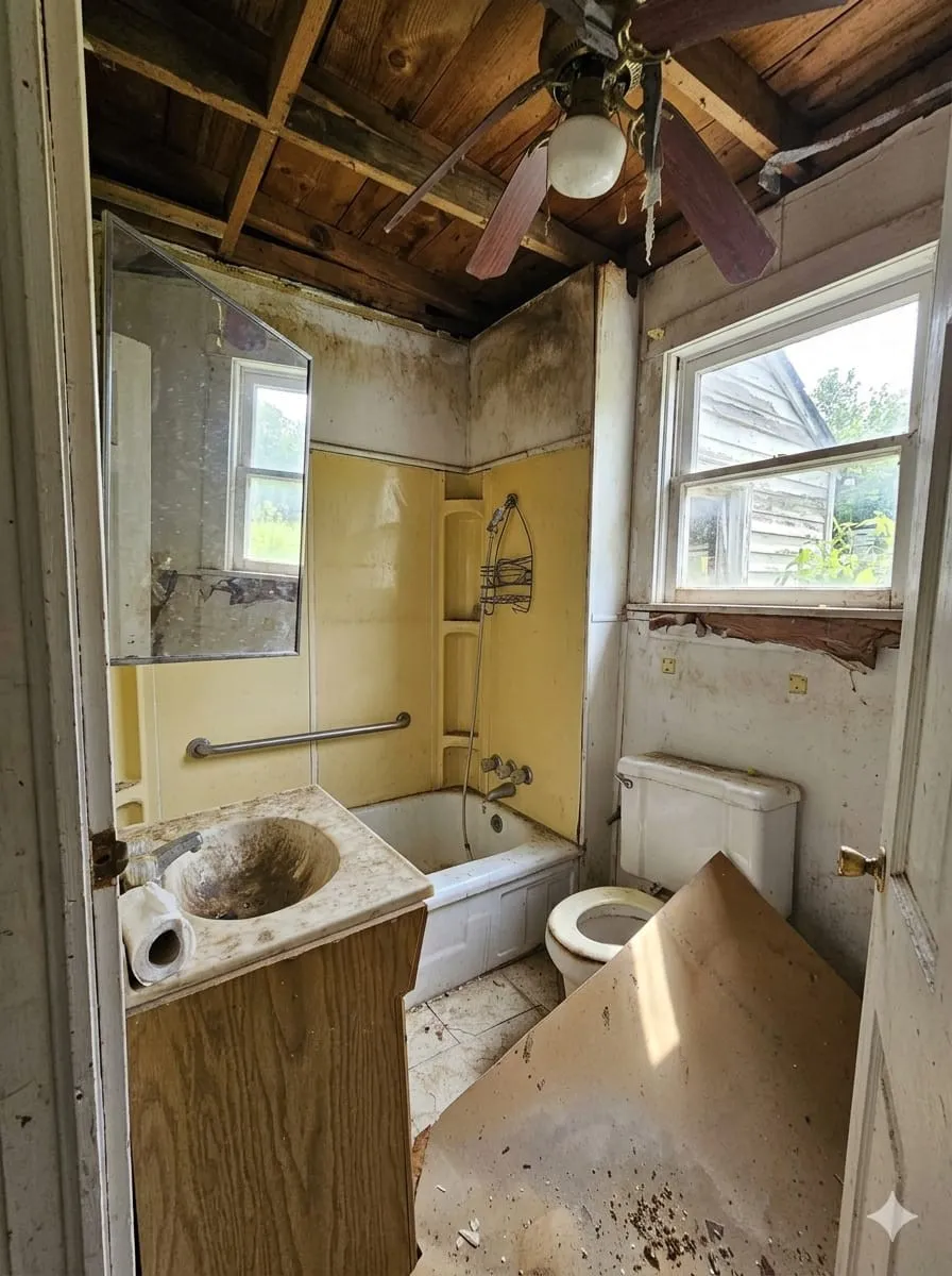 Bathroom with vanity and light tile patterned floors