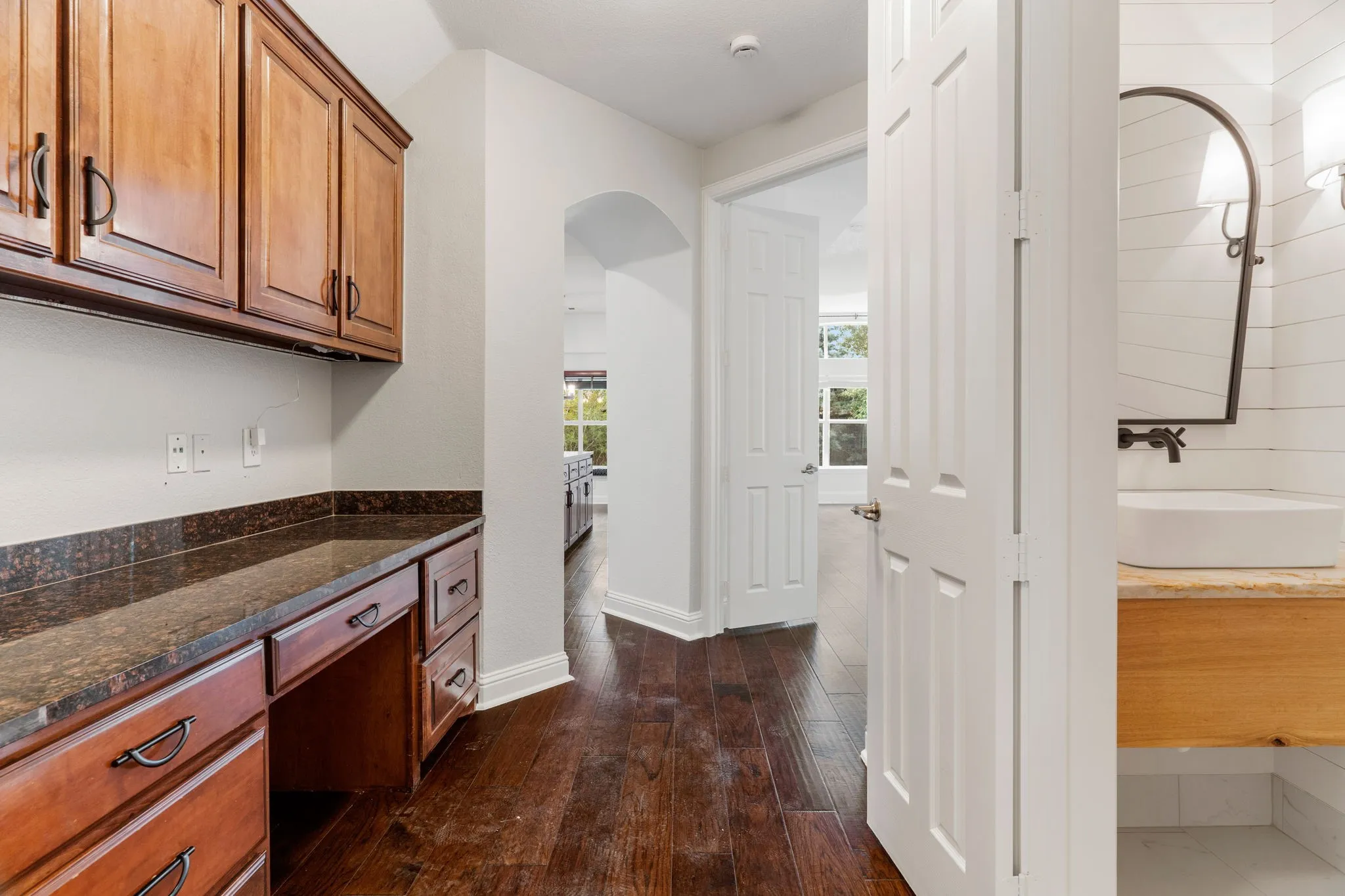Home office desk, homework station, coffee or beverage bar...so many options.