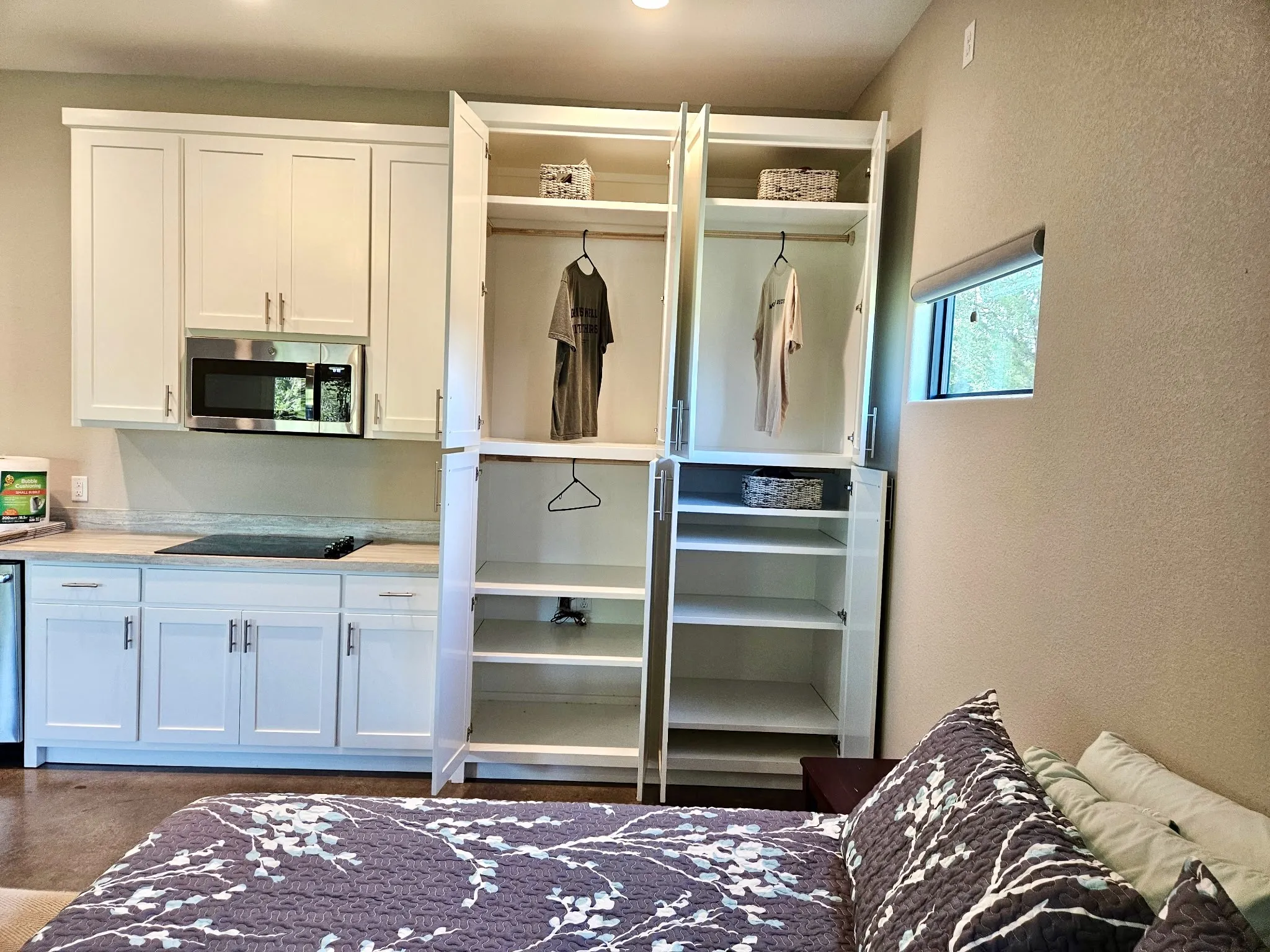 So much closet space and storage makes it easy to stay organized!