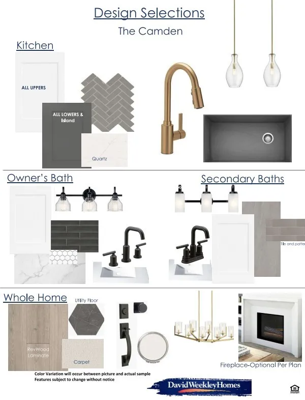 Design Selections. Detailing interior finish selections for the property