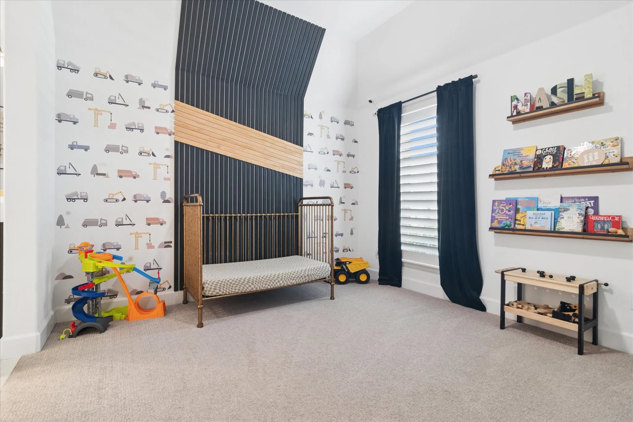 Secondary bedrrom faces front of the home, walk in closet.