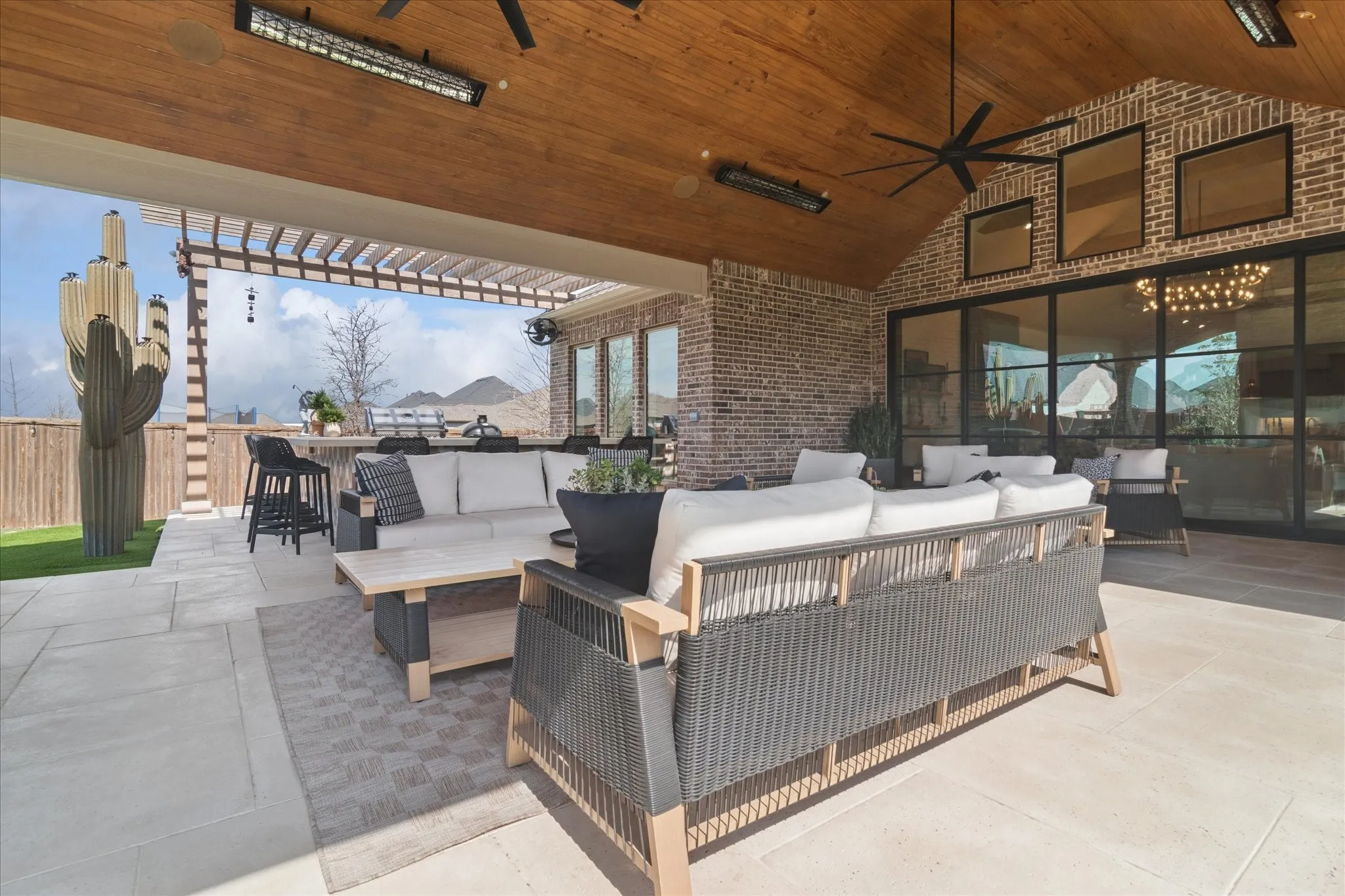  Large steel decorate cacrtus. This added space allows for outdoor living at its finest.