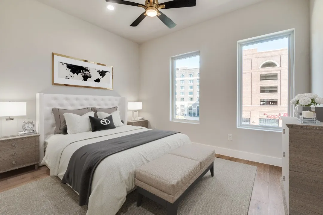 Virtually staged guest bedroom