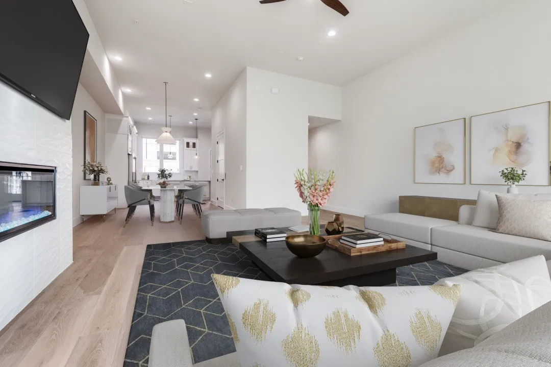 Virtually staged living and dining