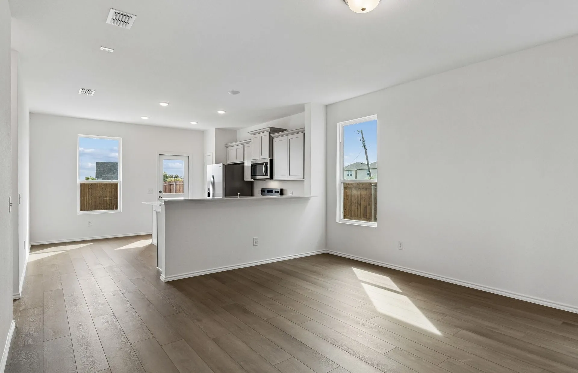 View of kitchen from living room