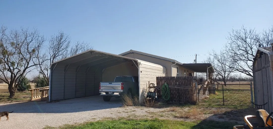 Shows 2 car carport
