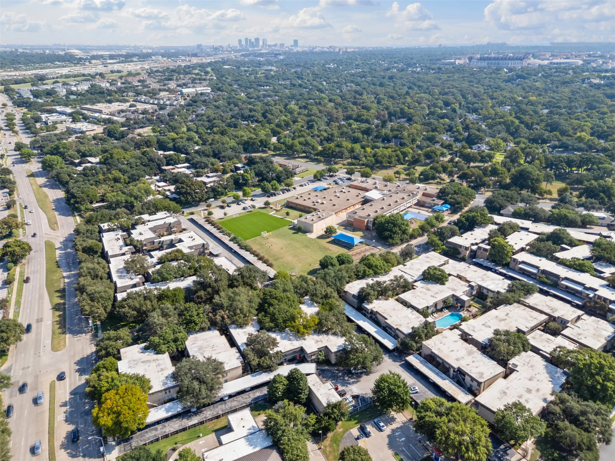 Aerial view of all of the Royal Orleans complexes along with Tanglewood Elementary School.