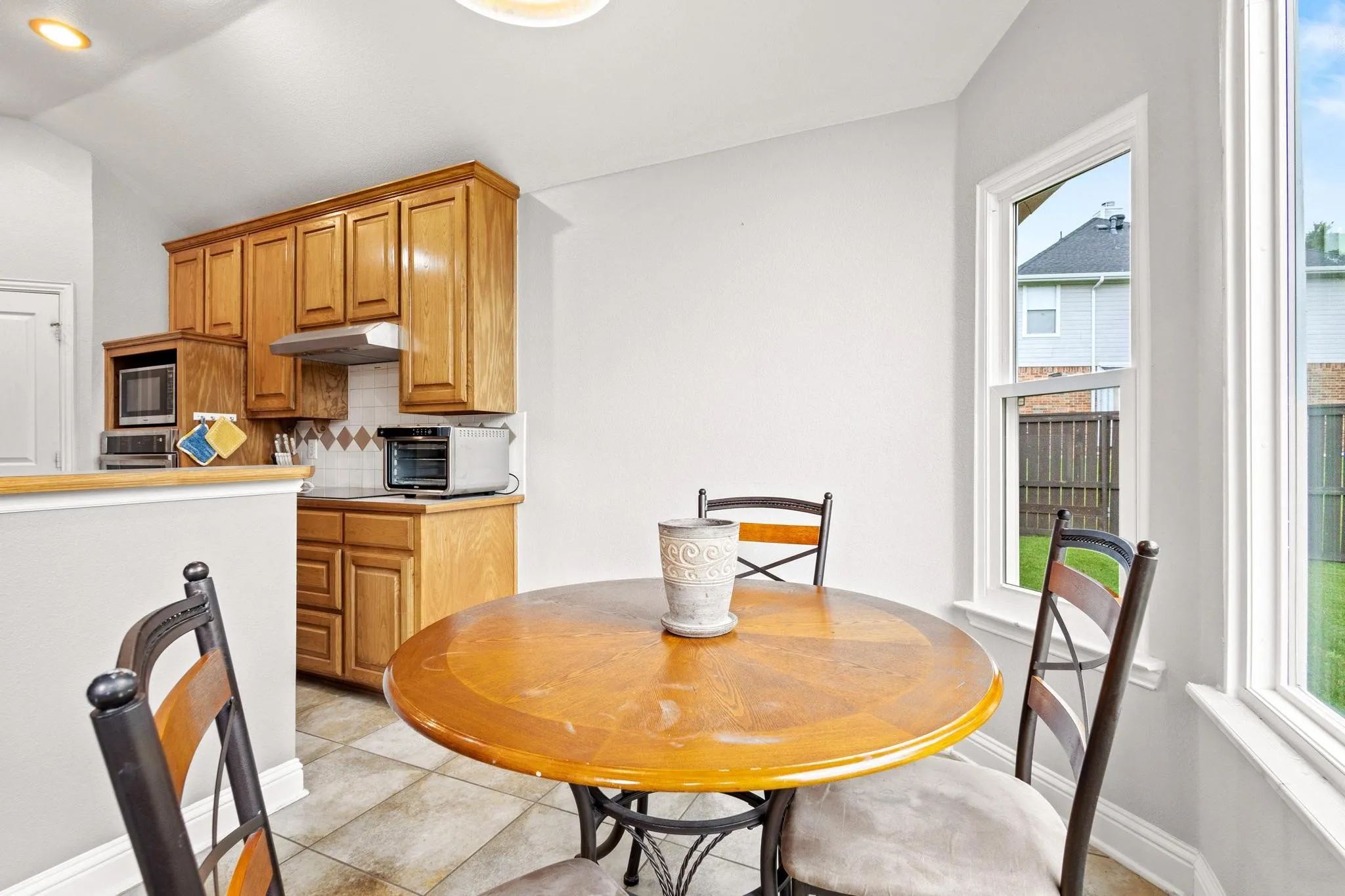 Kitchen open to breakfast area