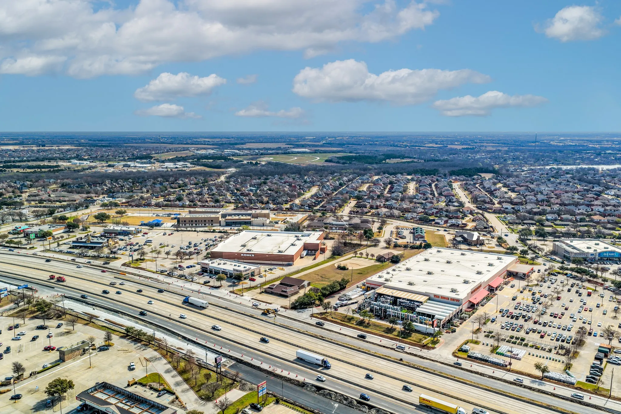 Bird's eye view of a highway