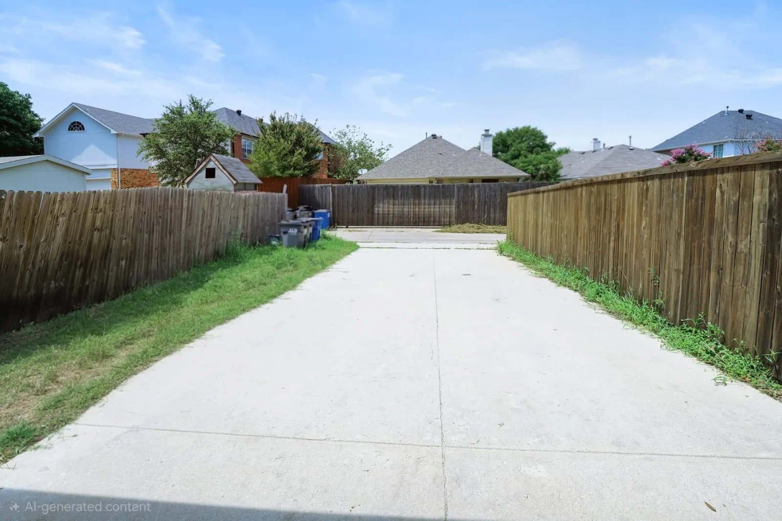 View of fenced backyard