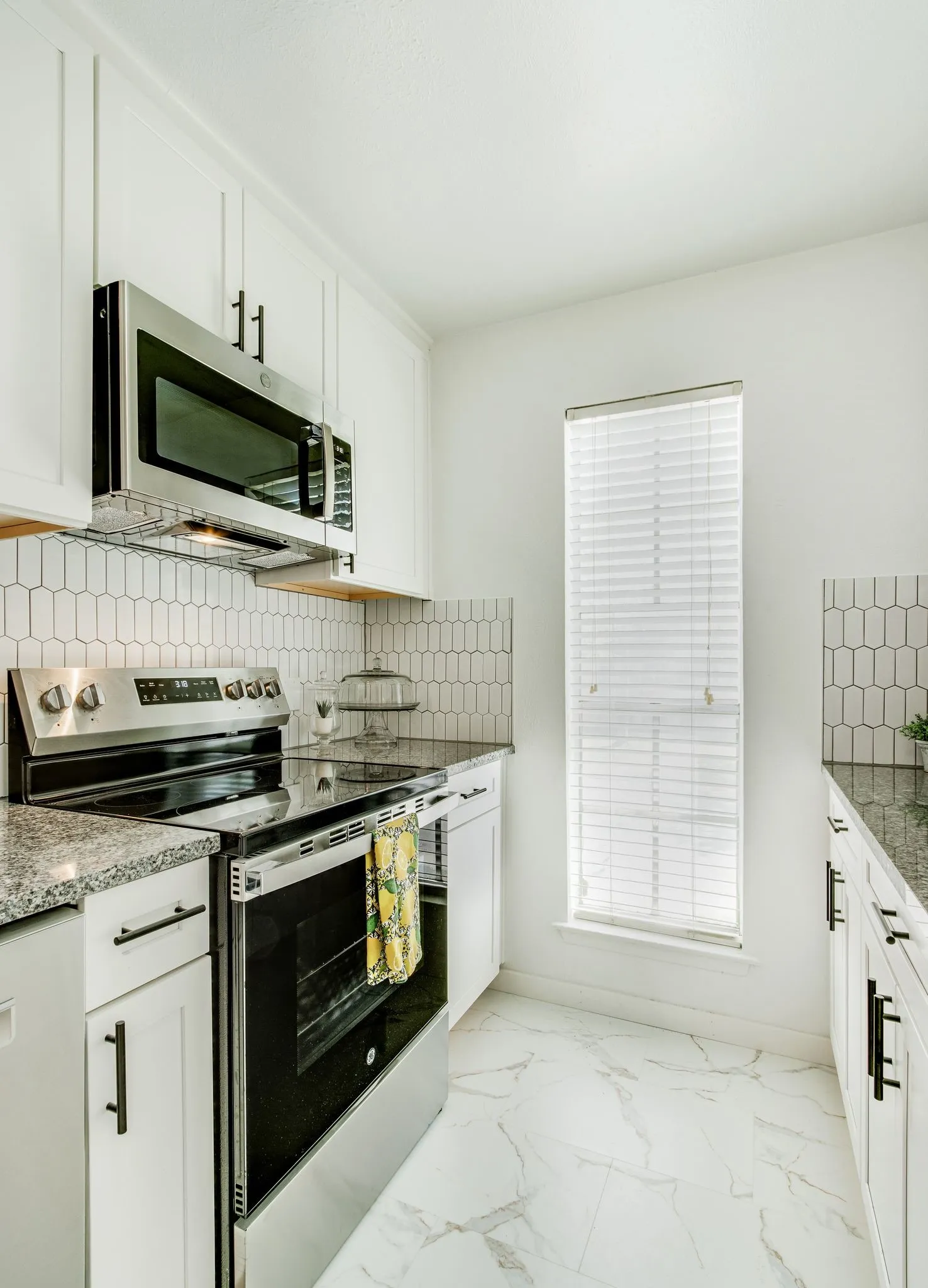 Stainless steel appliances, granite countertops, new cabinets,