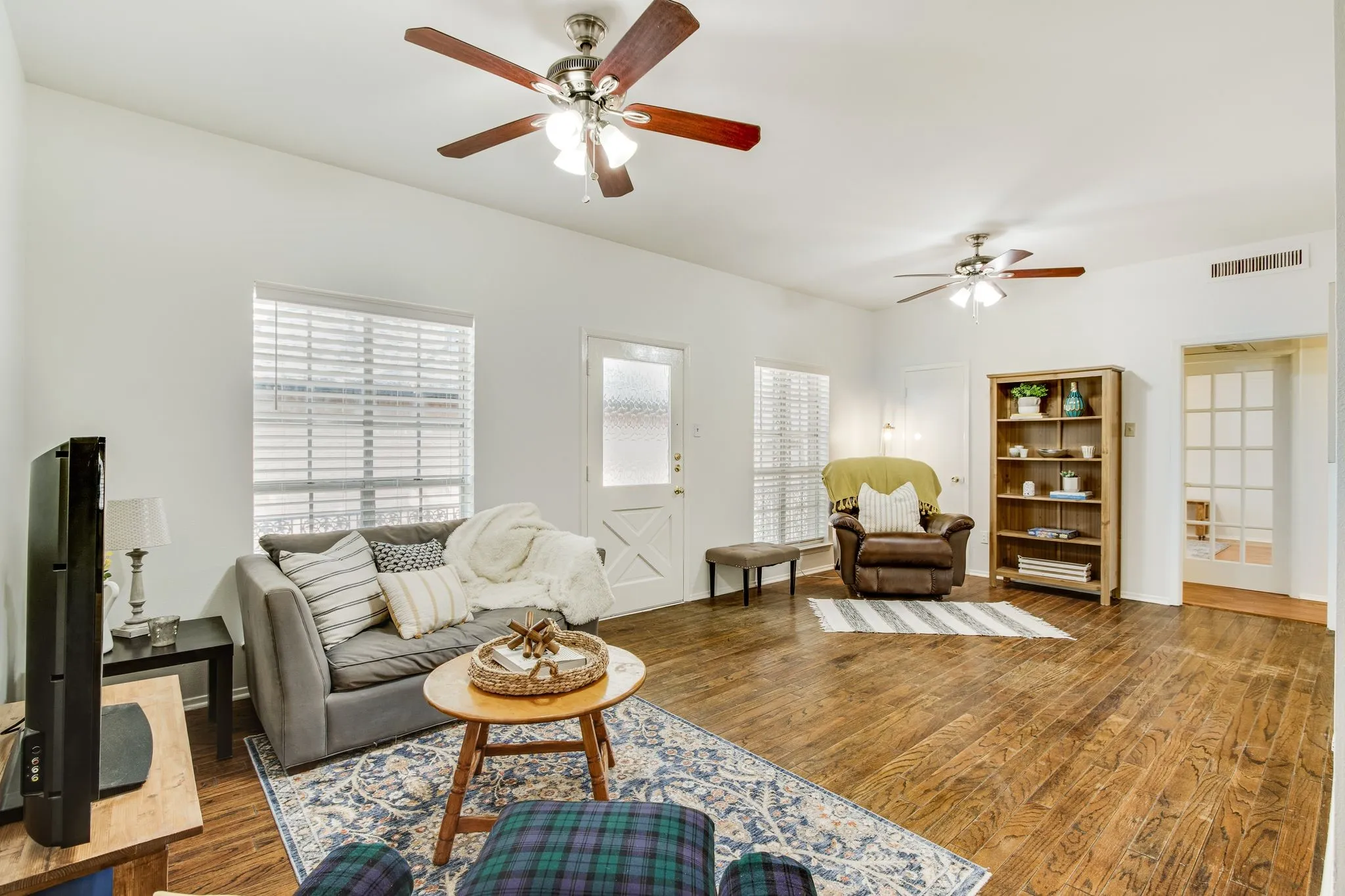Open living area with wood floors