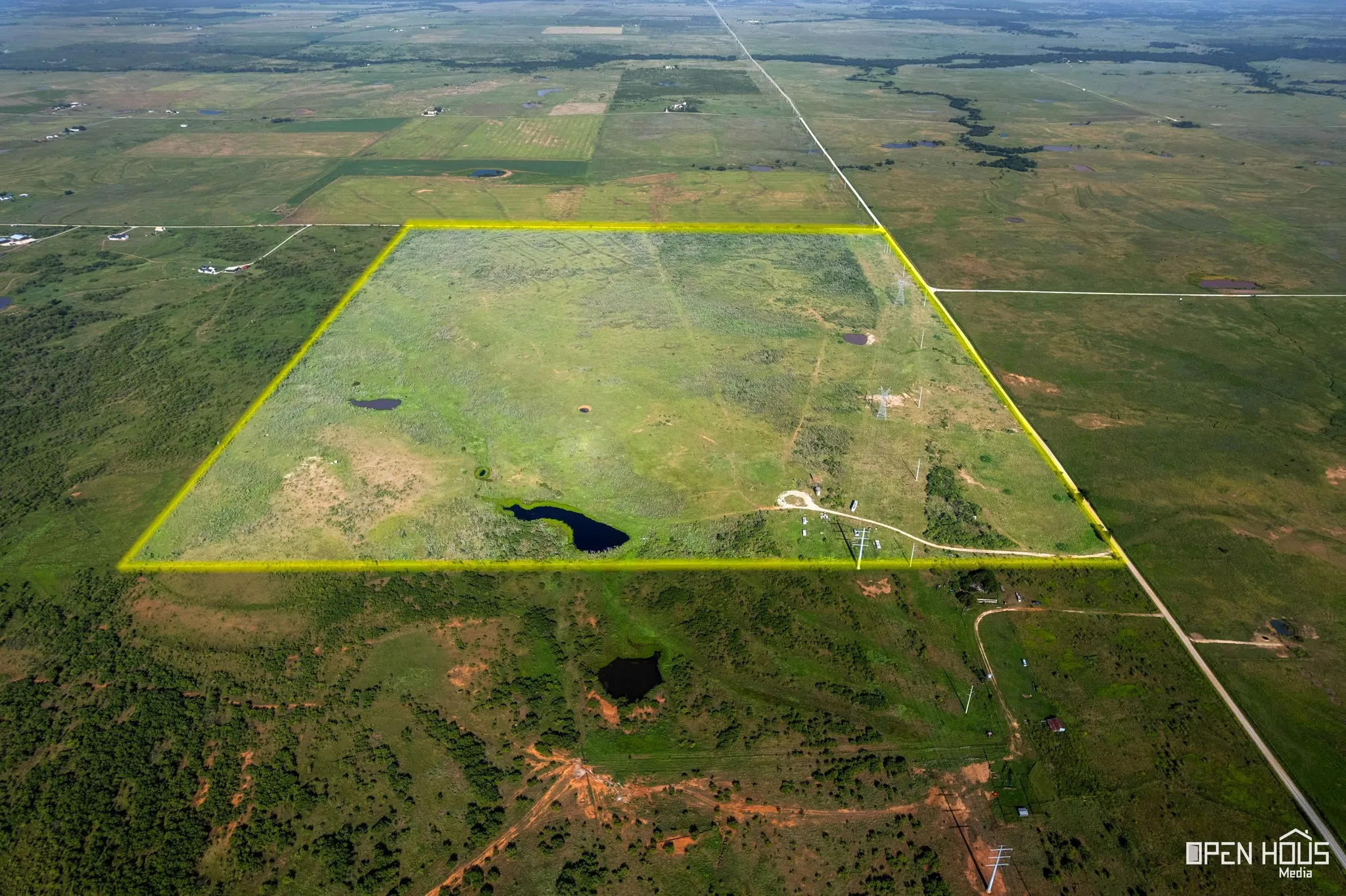 View of rural area with property boundaries highlighted