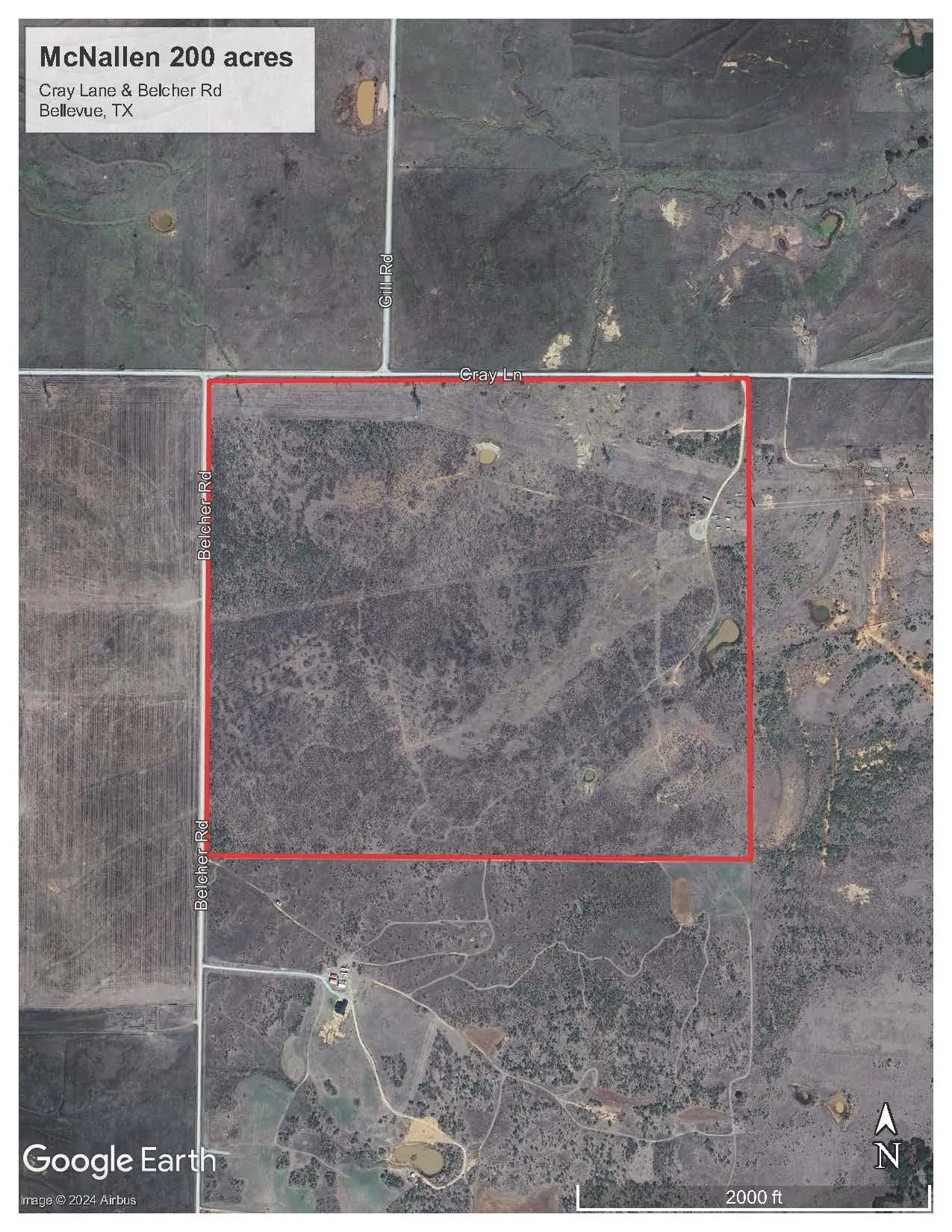 Aerial overview of property's location with property parcel outlined