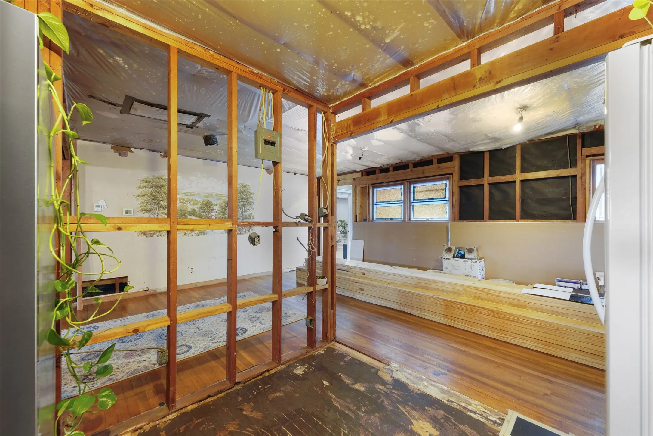 Inside kitchen, Dining straight ahead