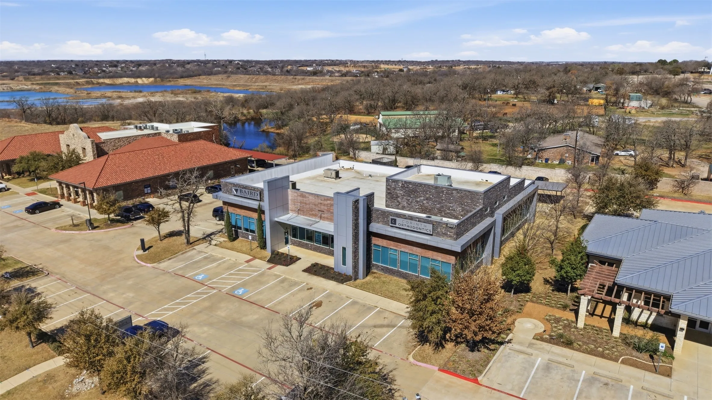 Aerial view of a large body of water
