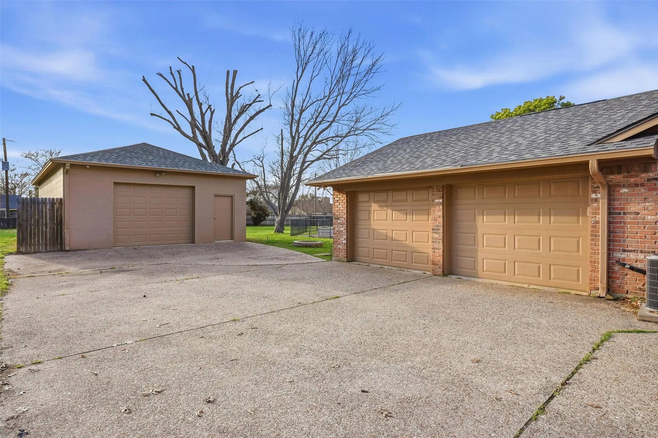 View of detached garage