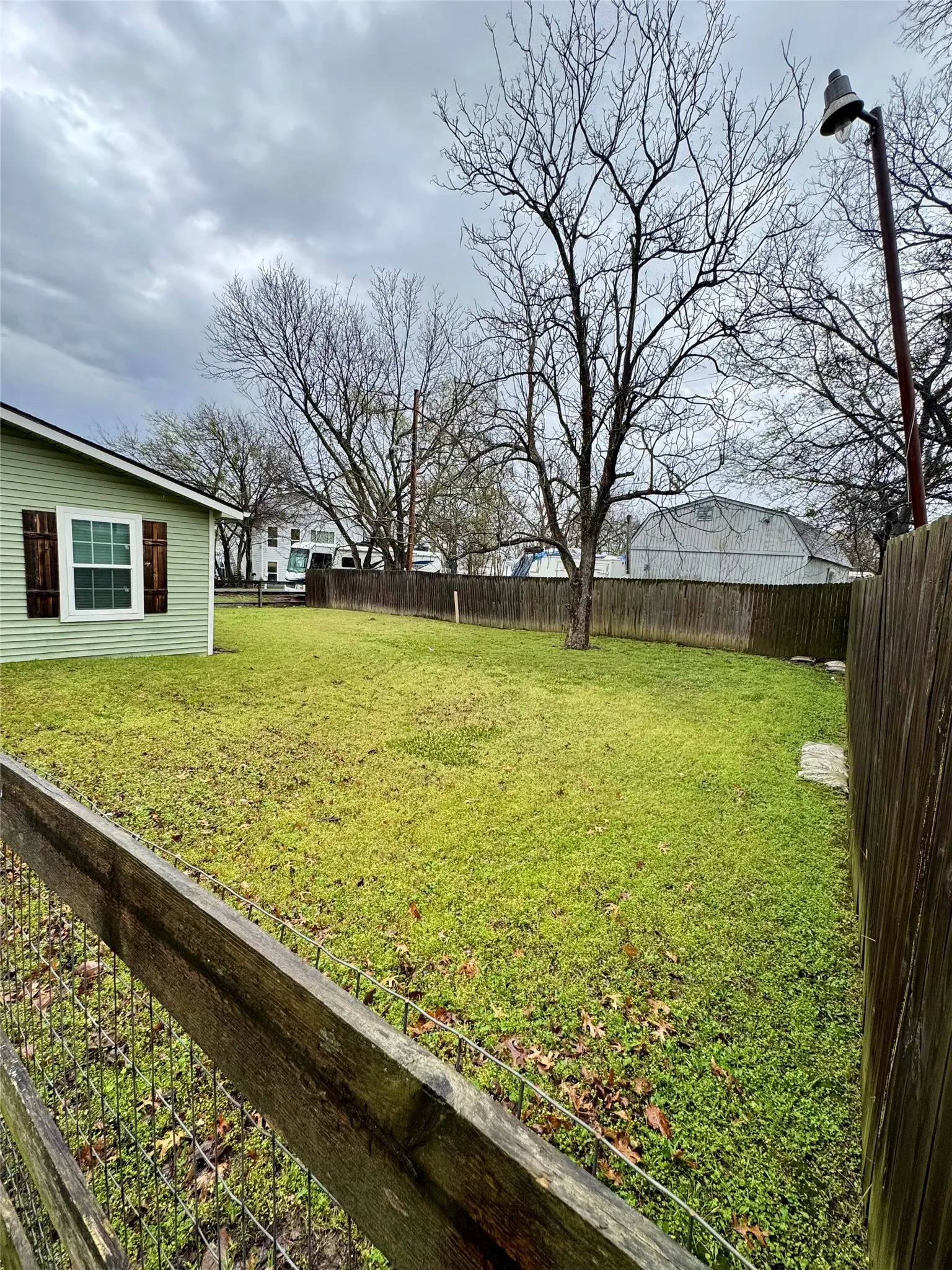 Fenced in backyard
