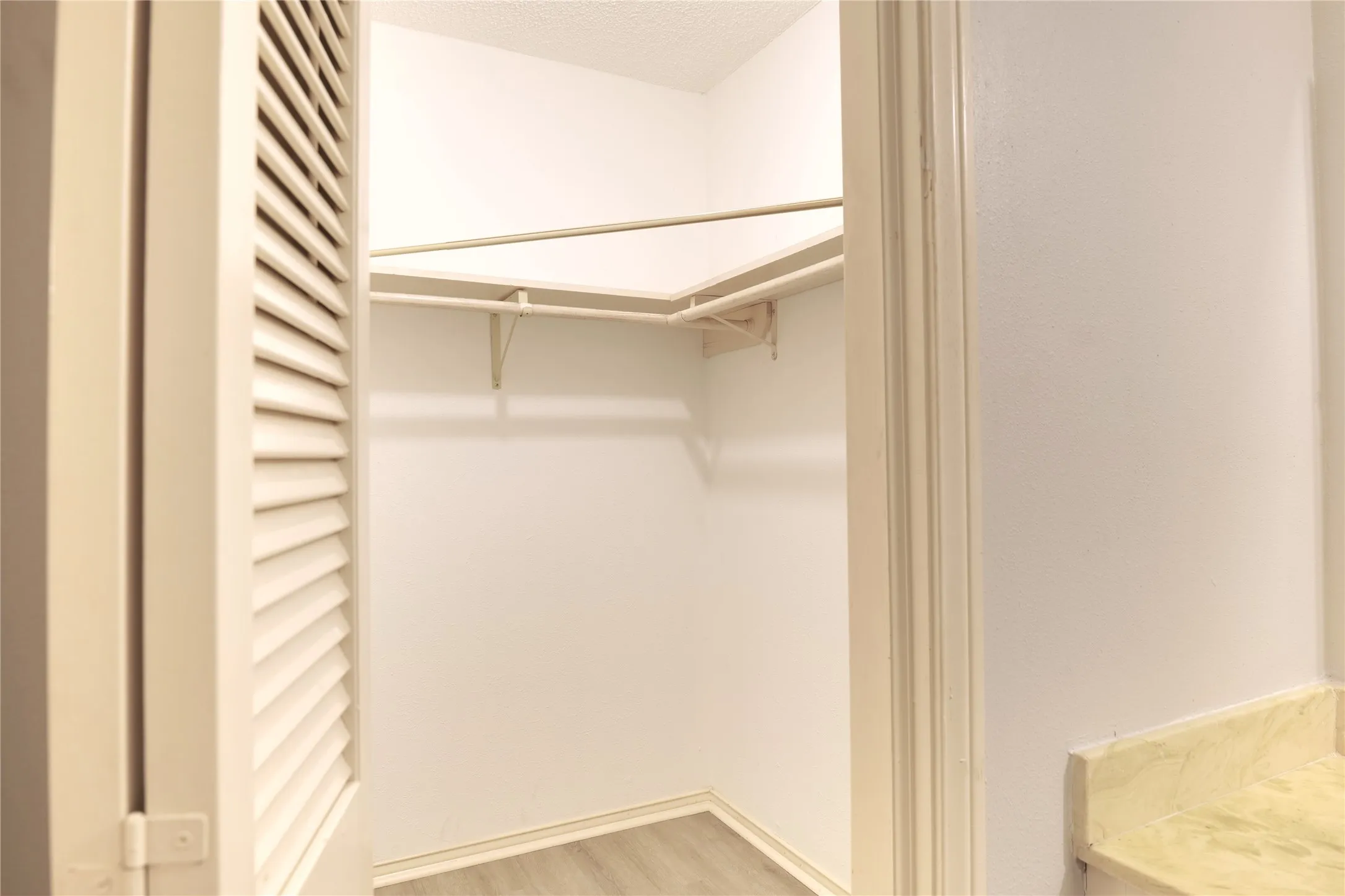 Walk in closet featuring light wood-type flooring