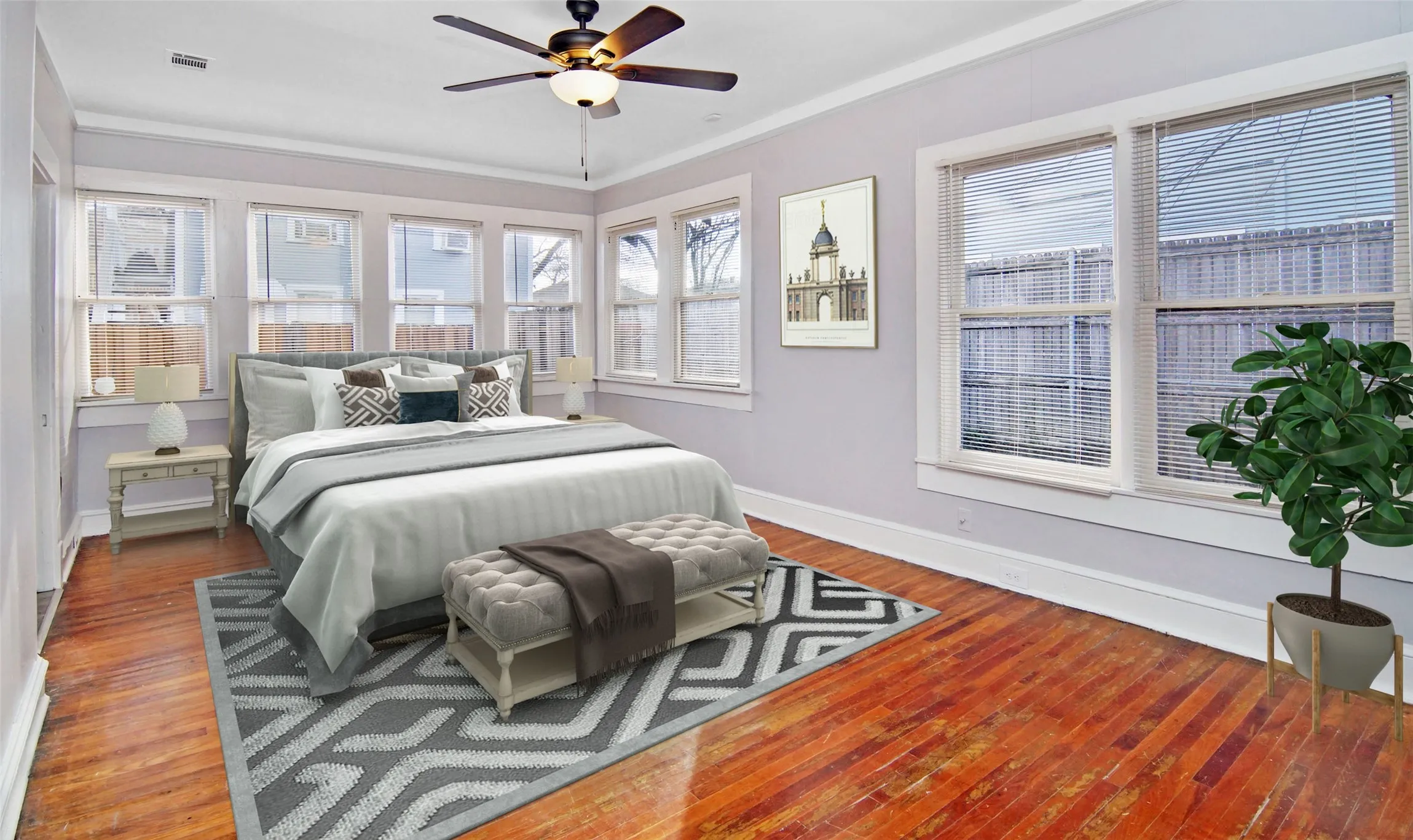 Digitally Staged Primary Bedroom