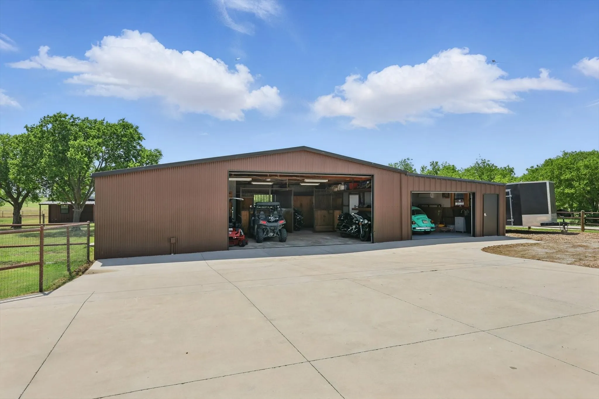 View of detached garage