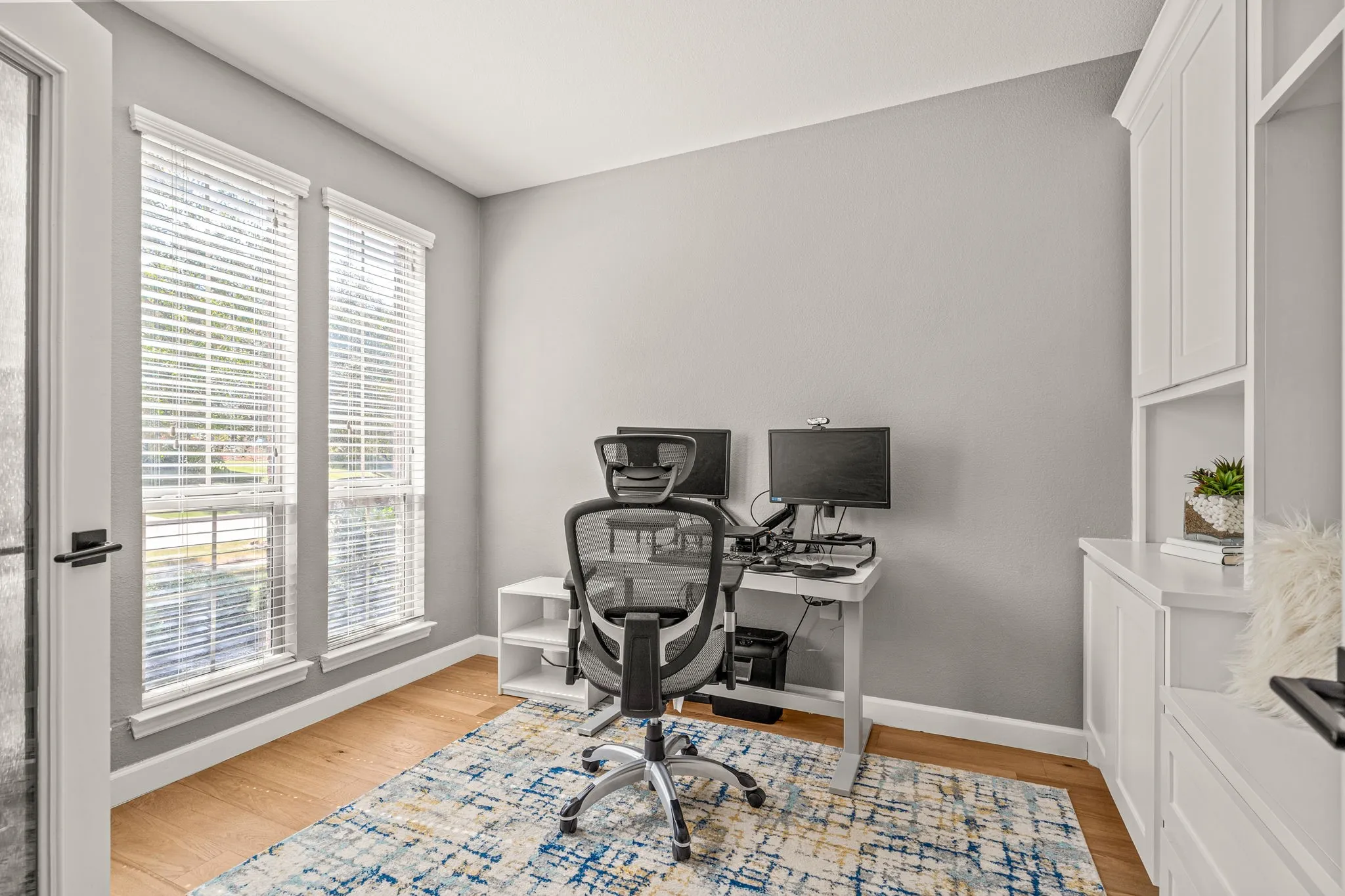 Office featuring light wood-style floors