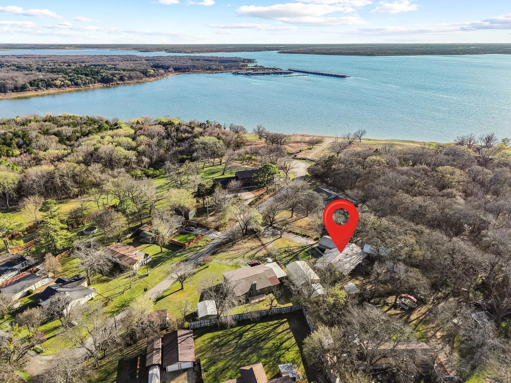 Aerial view of location to lake