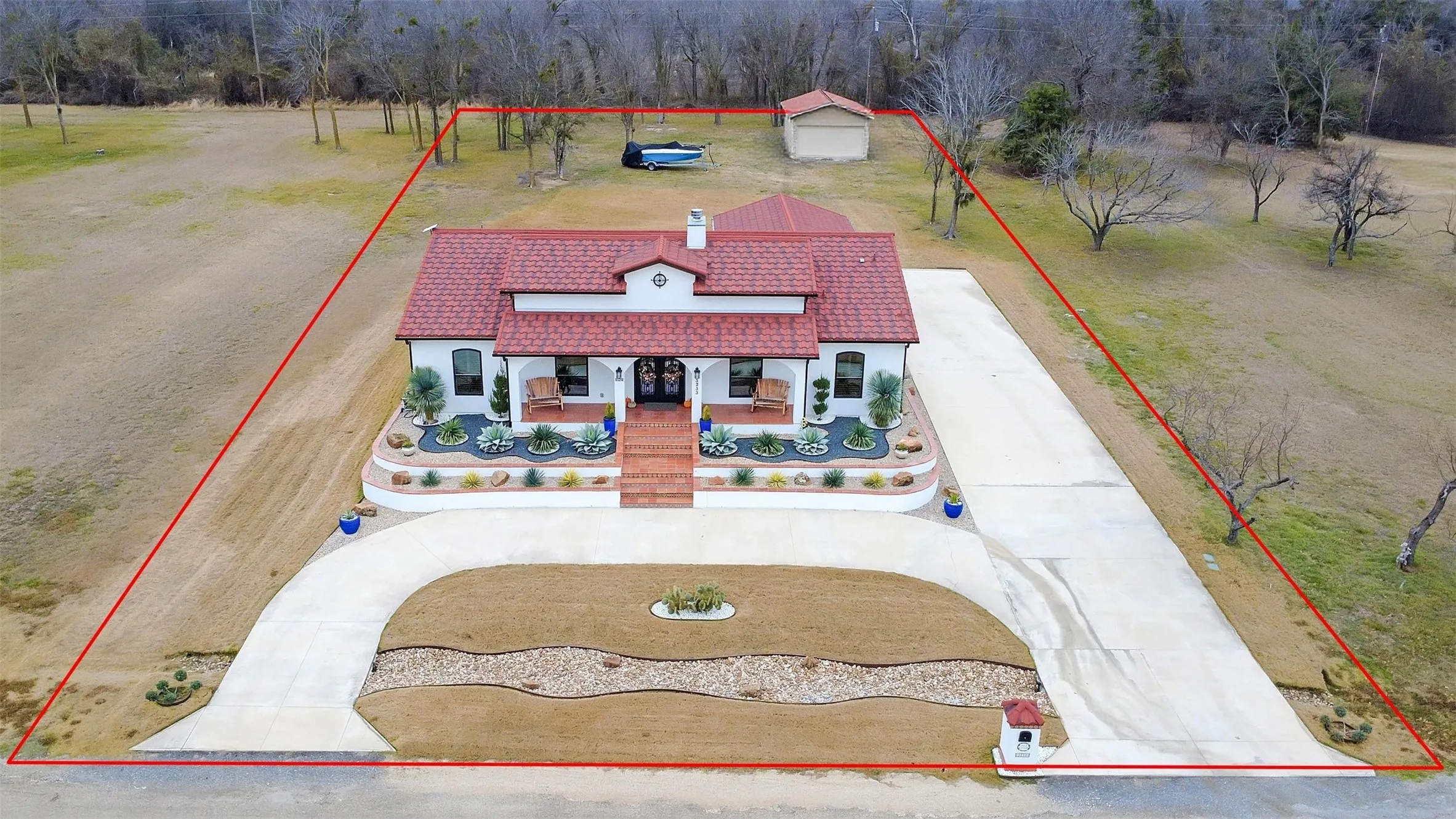 FRONT ELEVATION AERIAL VIEW