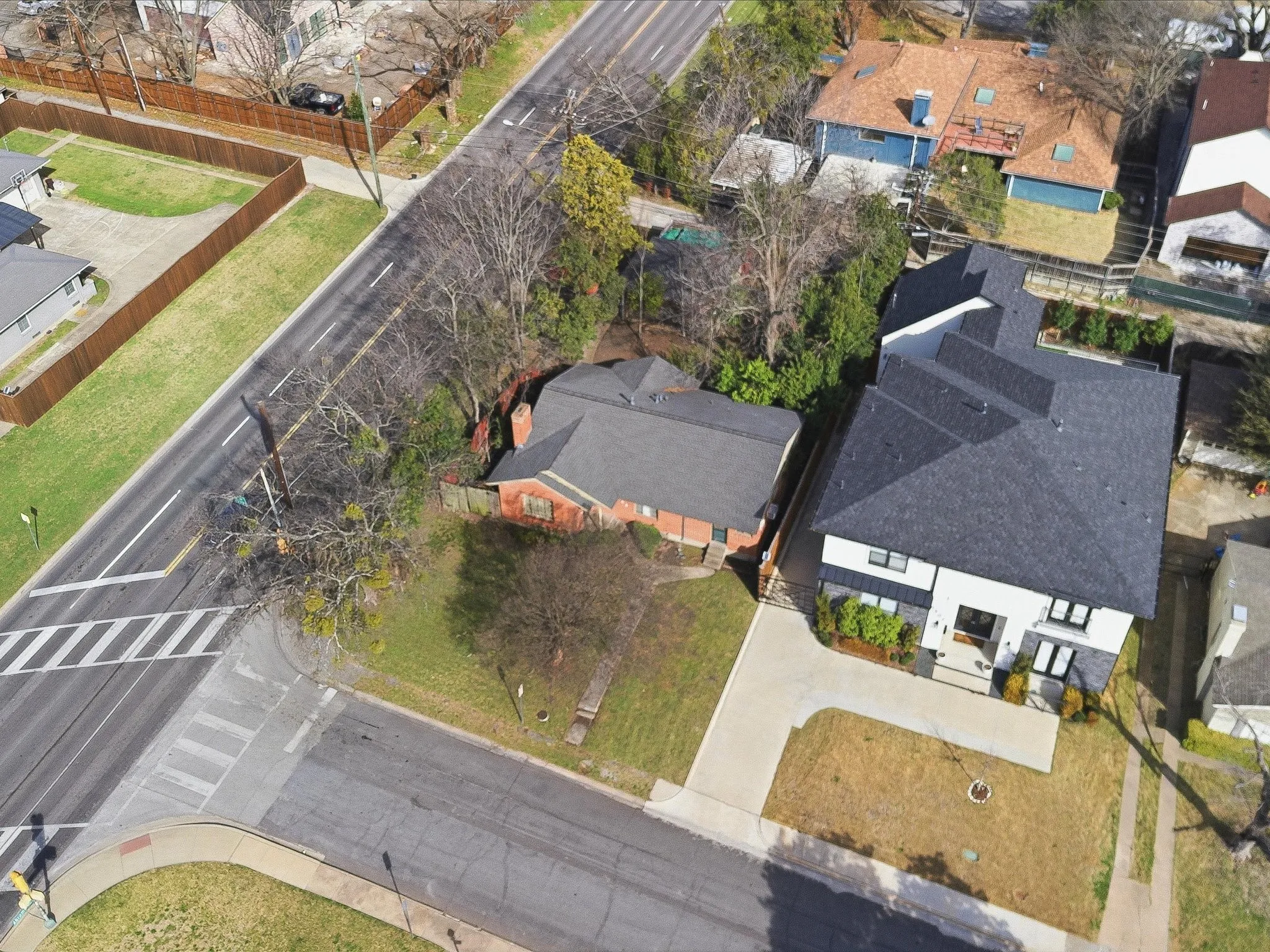 Aerial view of residential area