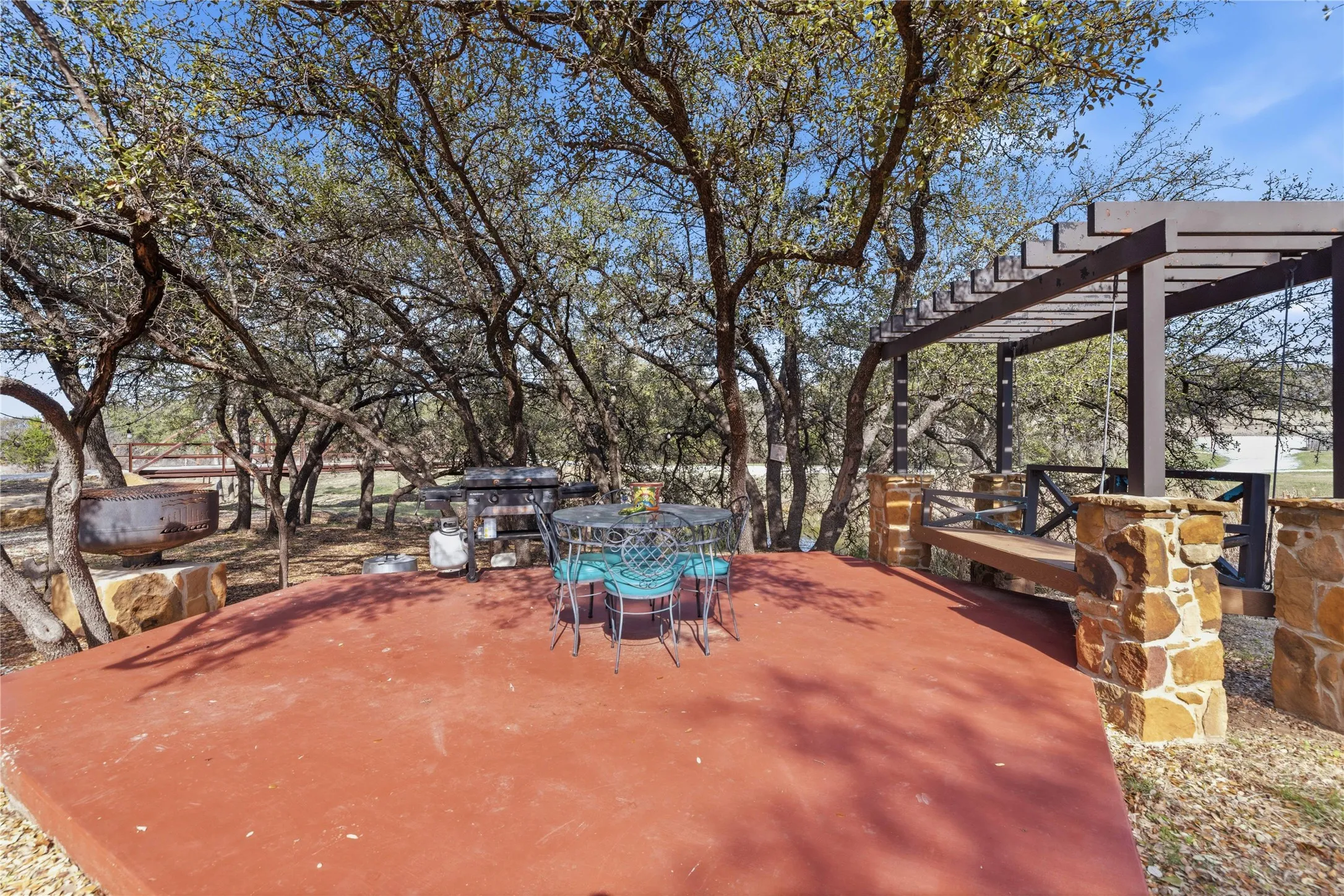View of patio / terrace with outdoor dining area and a pergola