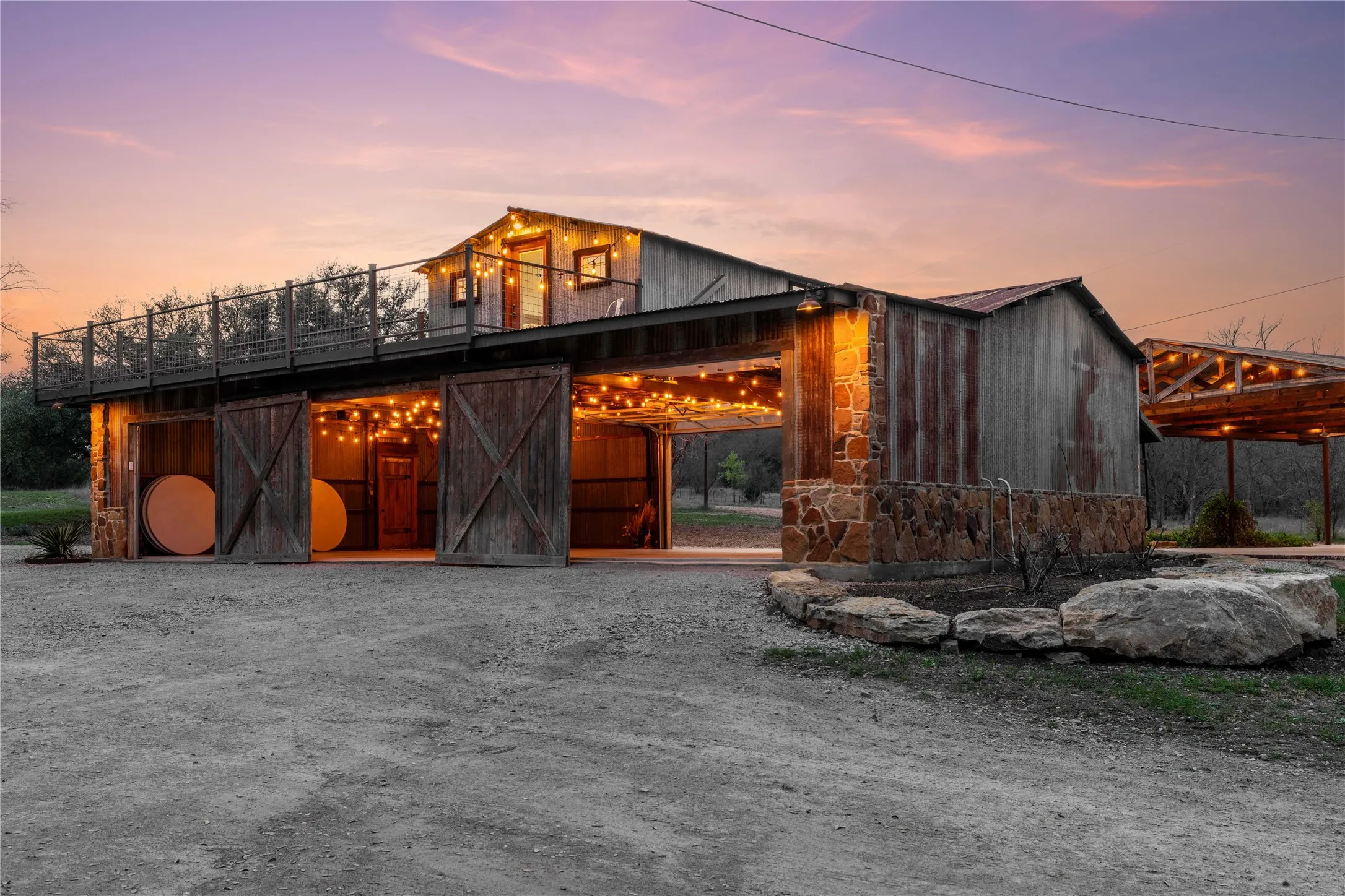 View of horse barn