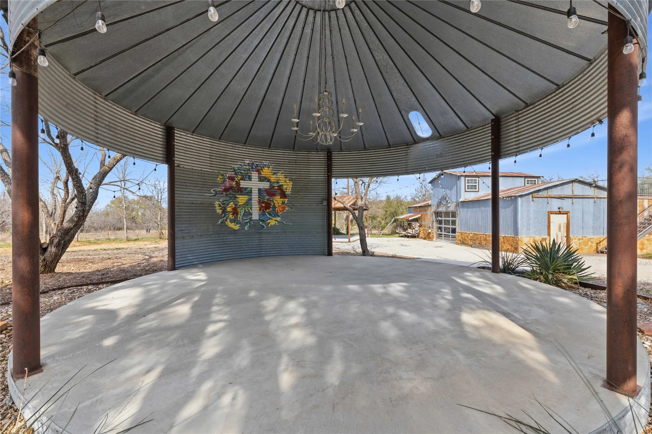 View of patio with a gazebo